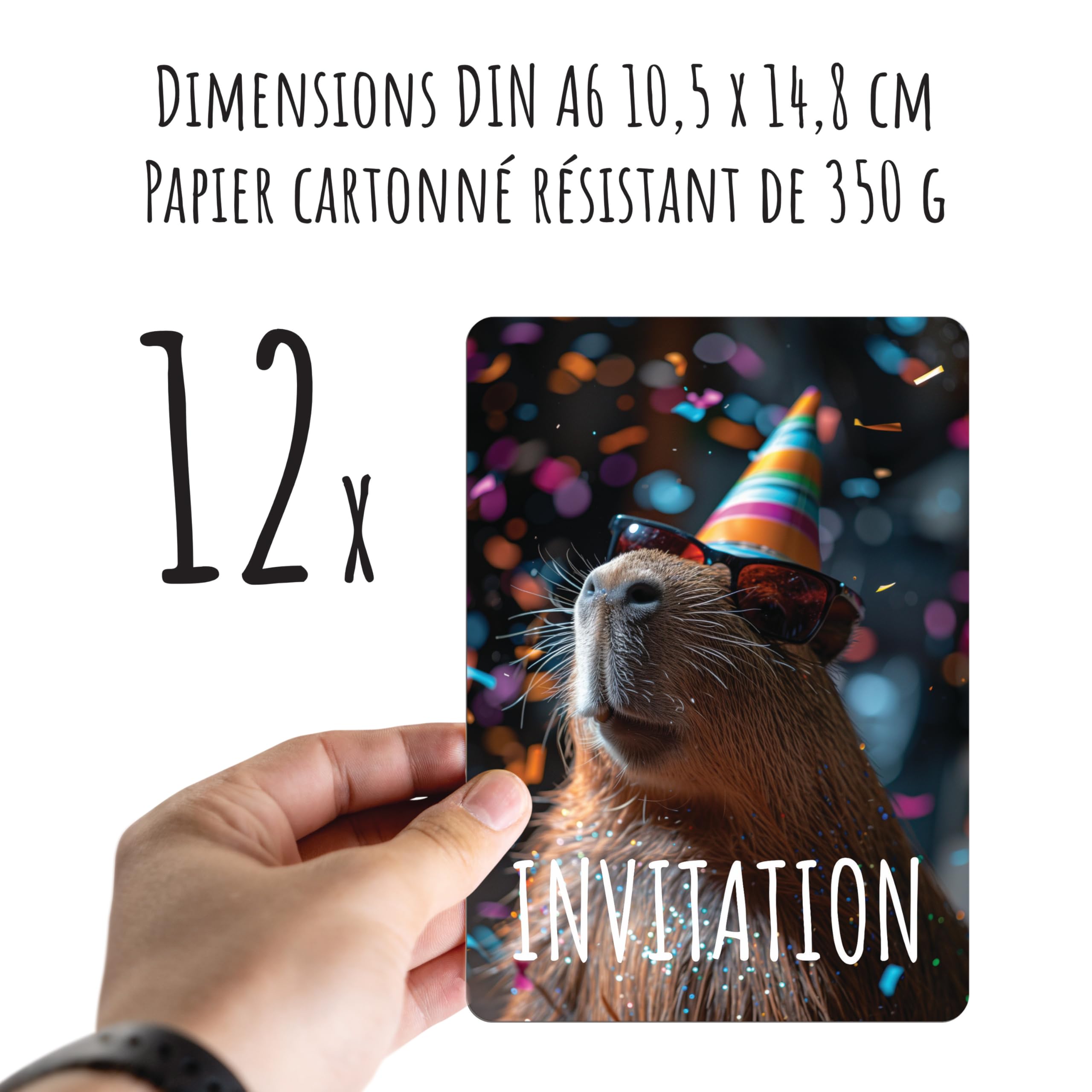 Kit Completo Festa Capibara: 20 Inviti + 50 Adesivi - Per Compleanno Bambini A Tema Animali Carini