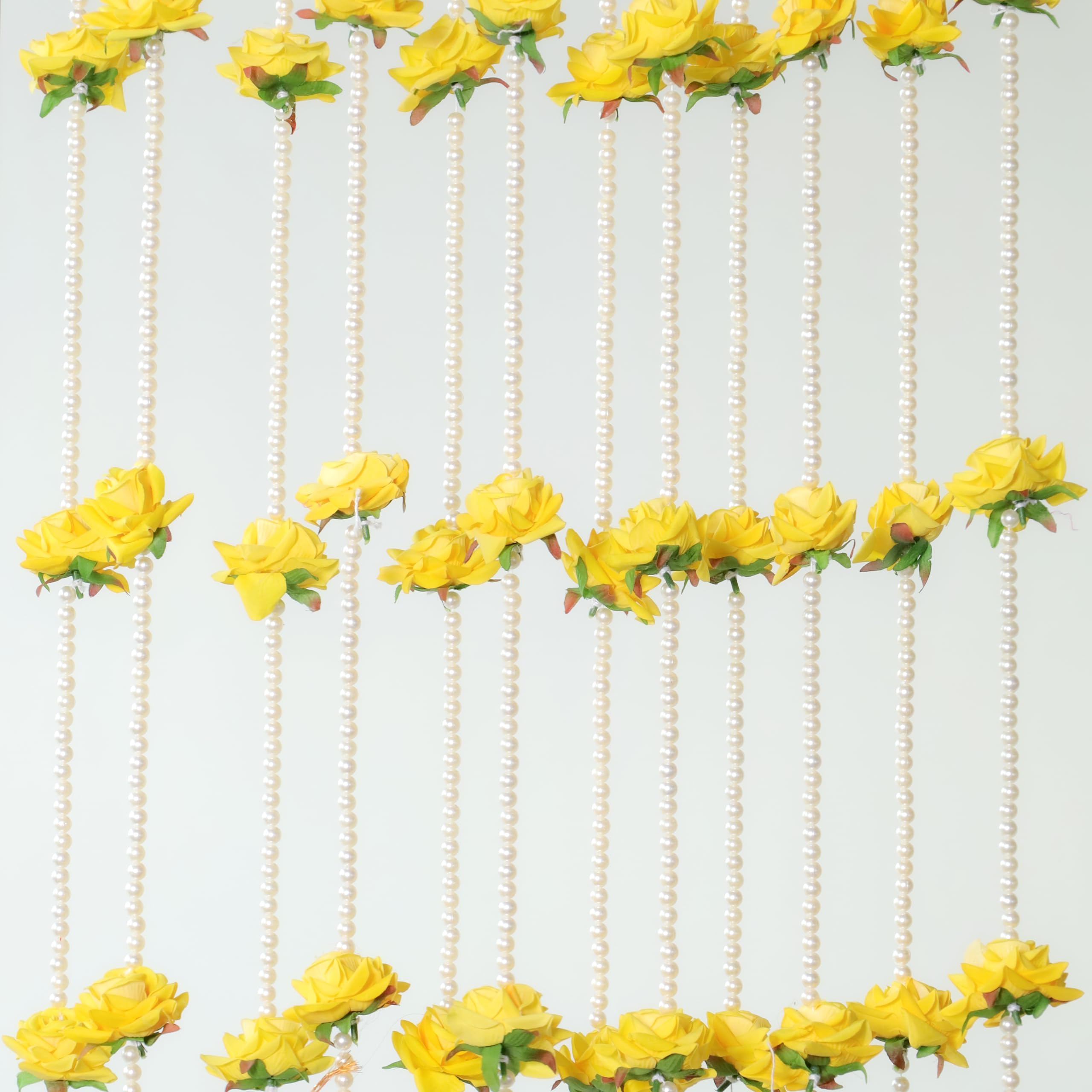 THE ART BOX 5.3Ft Artificial Flowers Garlands with Green Leaves Silk Vines Hanging Beads for Wedding Diwali Decoration Floral Arch Party Garden Home Decor (2 Pc)