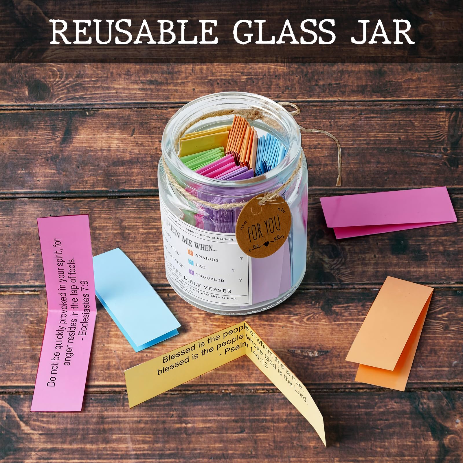 Craft Your Lab Bible Verse Jar - Mindfullness Christian Gifts for Men & Women, Gift Idea for Birthdays, Graduations, Baptisms, Mothers Day, Fathers Day (Gift Ready with Bookmark & Ribbon) - Image 8