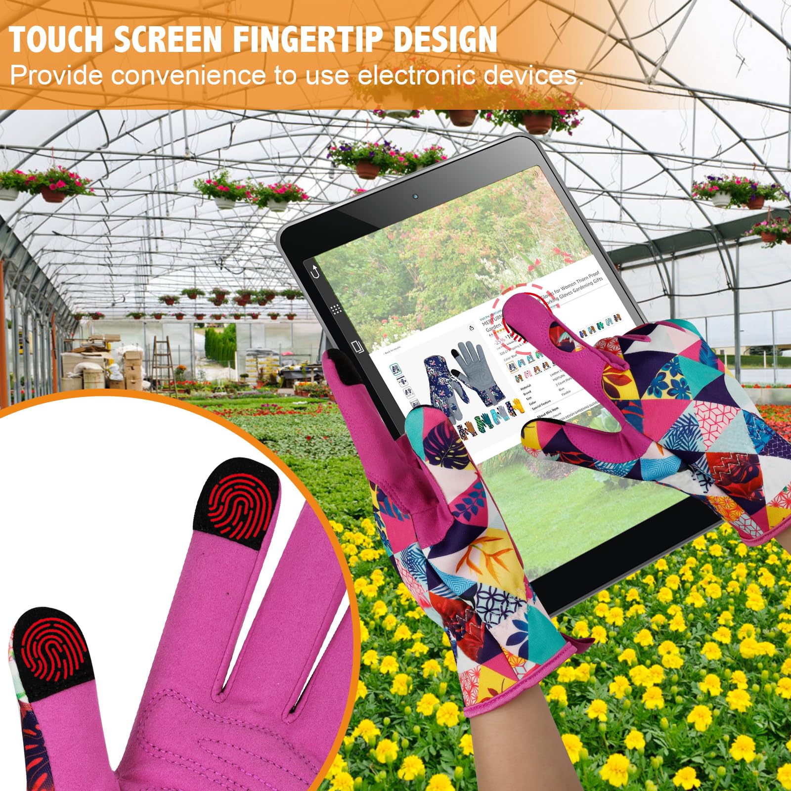 Gartenhandschuhe aus Leder für Damen, dornensicher, Touchscreen-Design, robuste Arbeitshandschuhe zum Pflanzen, Graben, Beschneiden, Farbe T