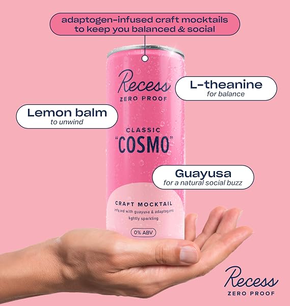 Recess Zero Proof Non-Alcoholic Classic Cosmo Mocktail, 12 Pack