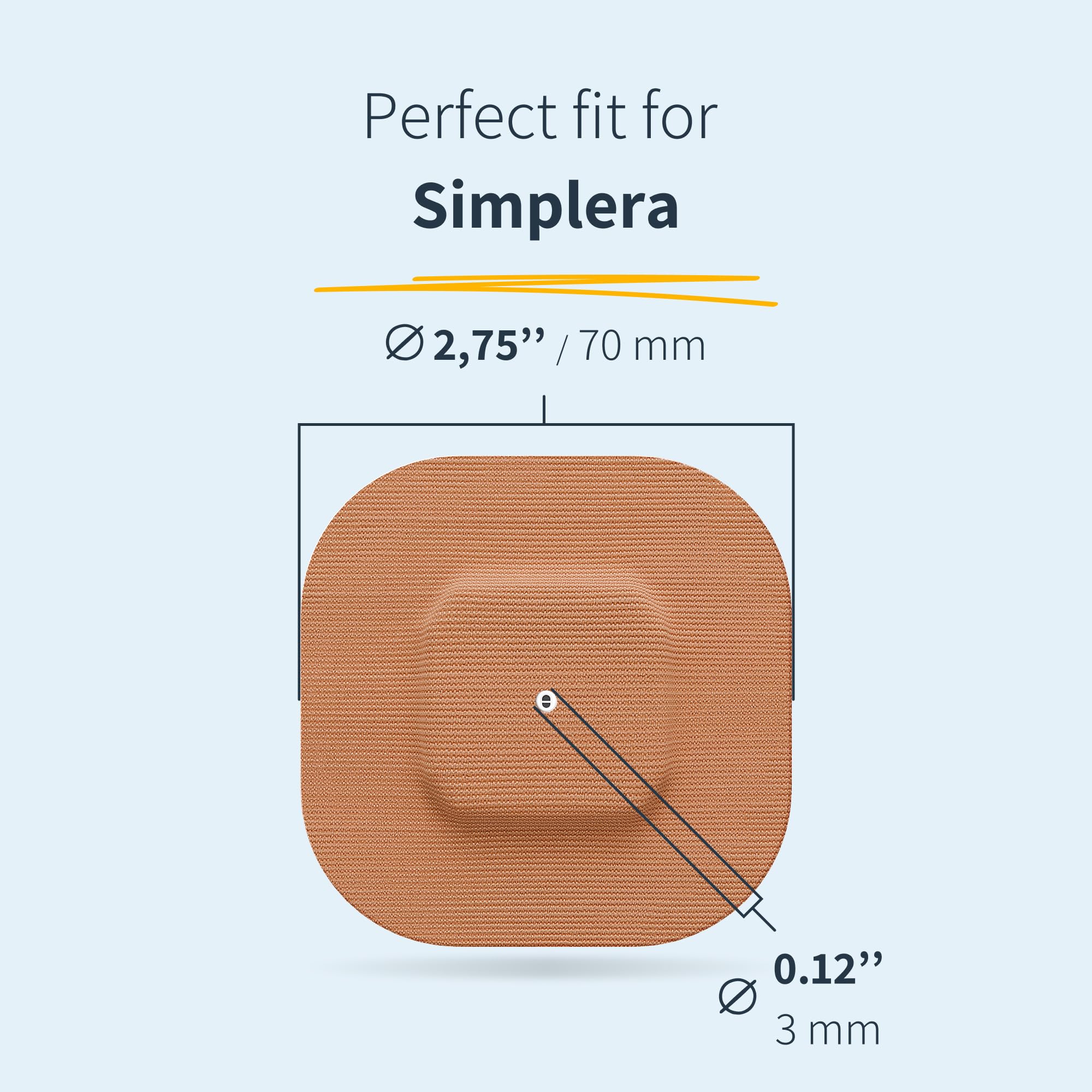 MySweetStitch Simplera Overpatch Square – 10x parches de fijación cuadrados, sujeción extra fuerte sobre el sensor, impermeable & suave para la piel, hipoalergénico, Made in Germany, Beige