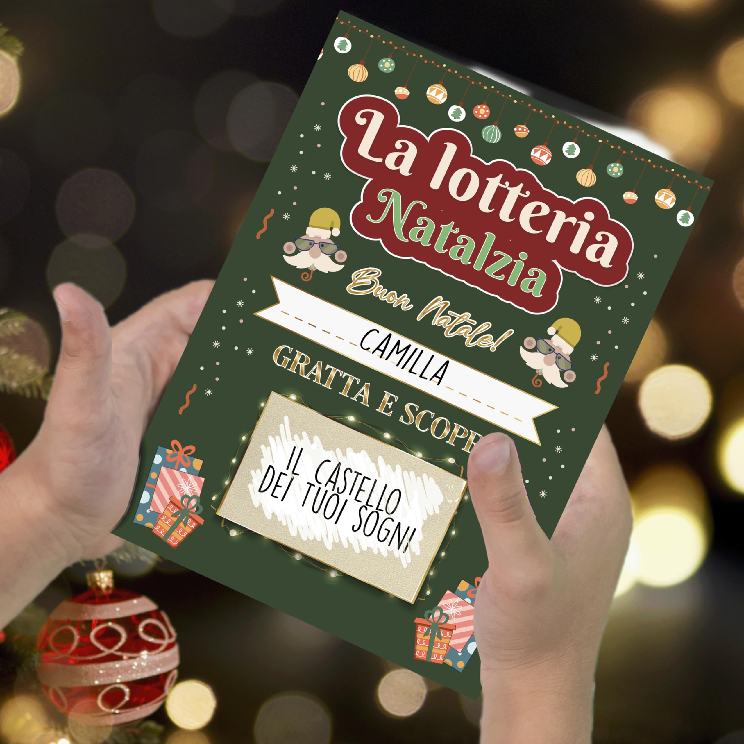Maxi Gratta E Vinci Personalizzato Natale – La Lotteria Natalizia, Biglietto Auguri Originale E Divertente