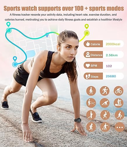 Miniatura 4 de Relojes inteligentes para mujer, reloj inteligente de 1.72 pulgadas para teléfonos Android con monitor de frecuencia cardíaca, sueñooxígeno en