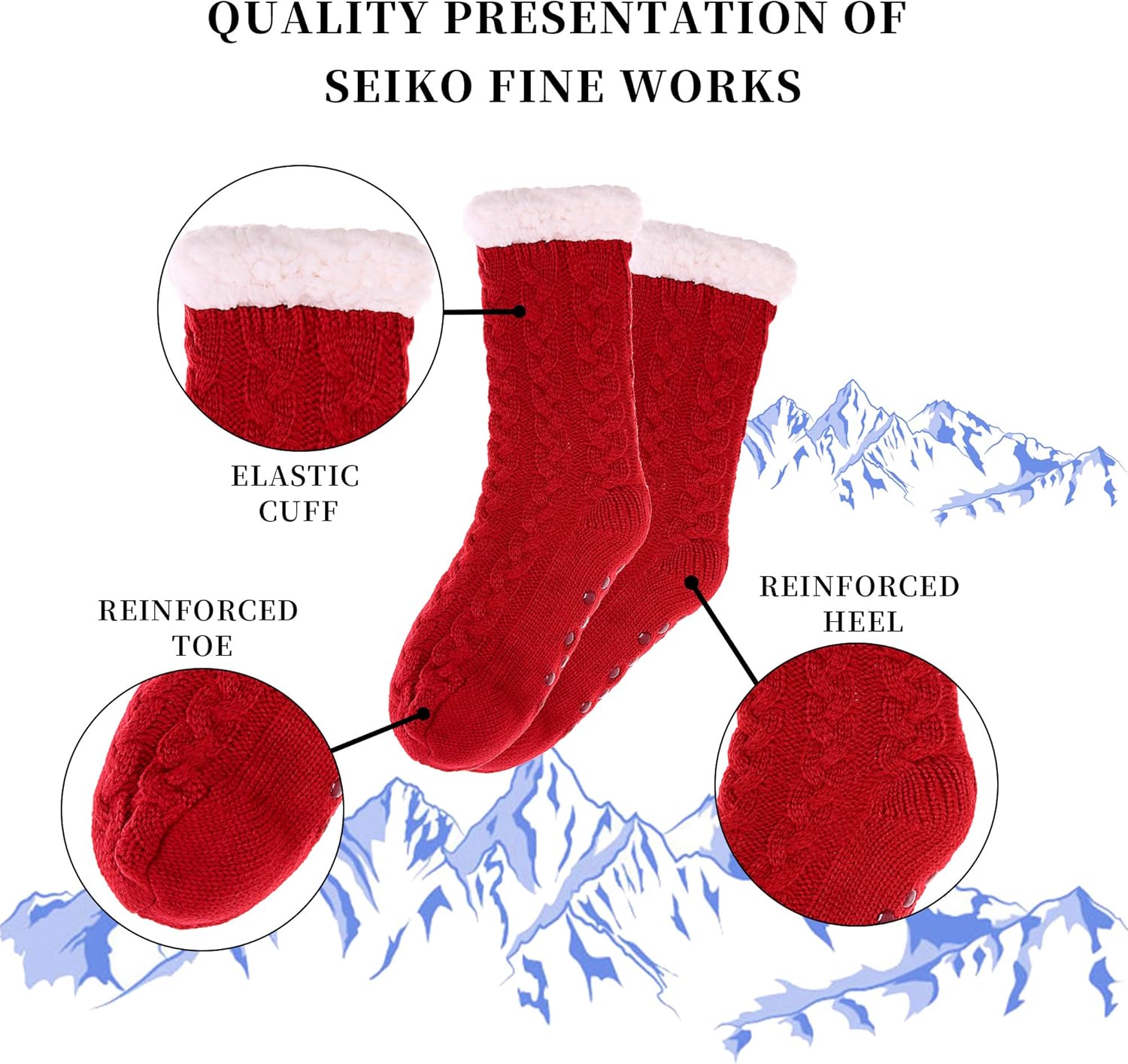 SDBING Women's Winter Super Soft Warm Cozy Fleece Lined Fuzzy Slipper Socks with Grippers - Image 6