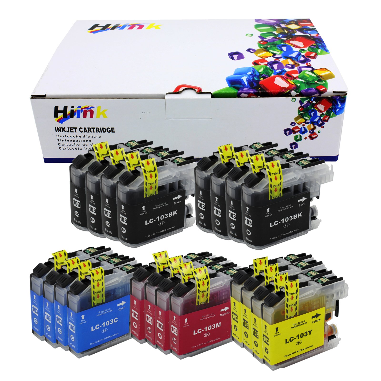 HIINKCompatible Ink Cartridge for Brother LC103XL LC101 LC103 Ink Cartridges Used in MFC-J245 MFC-J285DW MFC-J450DW MFC-J470DW MFC-J475DW MFC-J650DW MFC-J6920DW J870DW J875DW(8BK 4C 4M 4Y, 20-Pack)