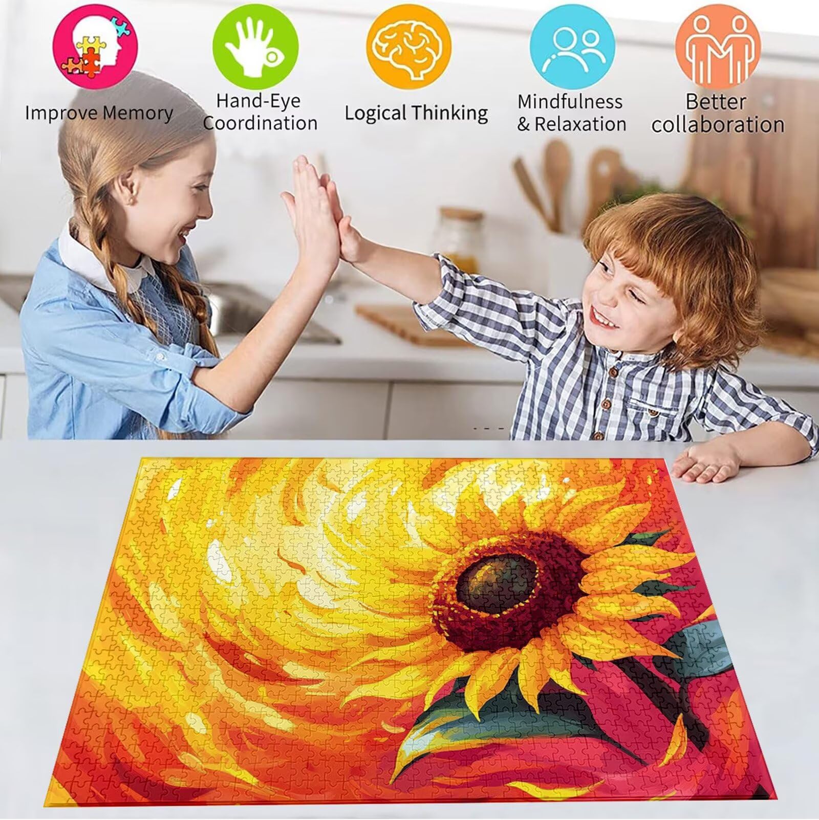 Puzzle 5000 Pezzi, 3 4 5 Anni Puzzle Girasole 6 7 8 Anni Giochi Educativi Sostenibili Con Motivi Per Adulti Da Gioco in Legno Di Alta Qualità Jigsaw Fiore per Gioco Familiare, 2026 Regalo Natale H-305