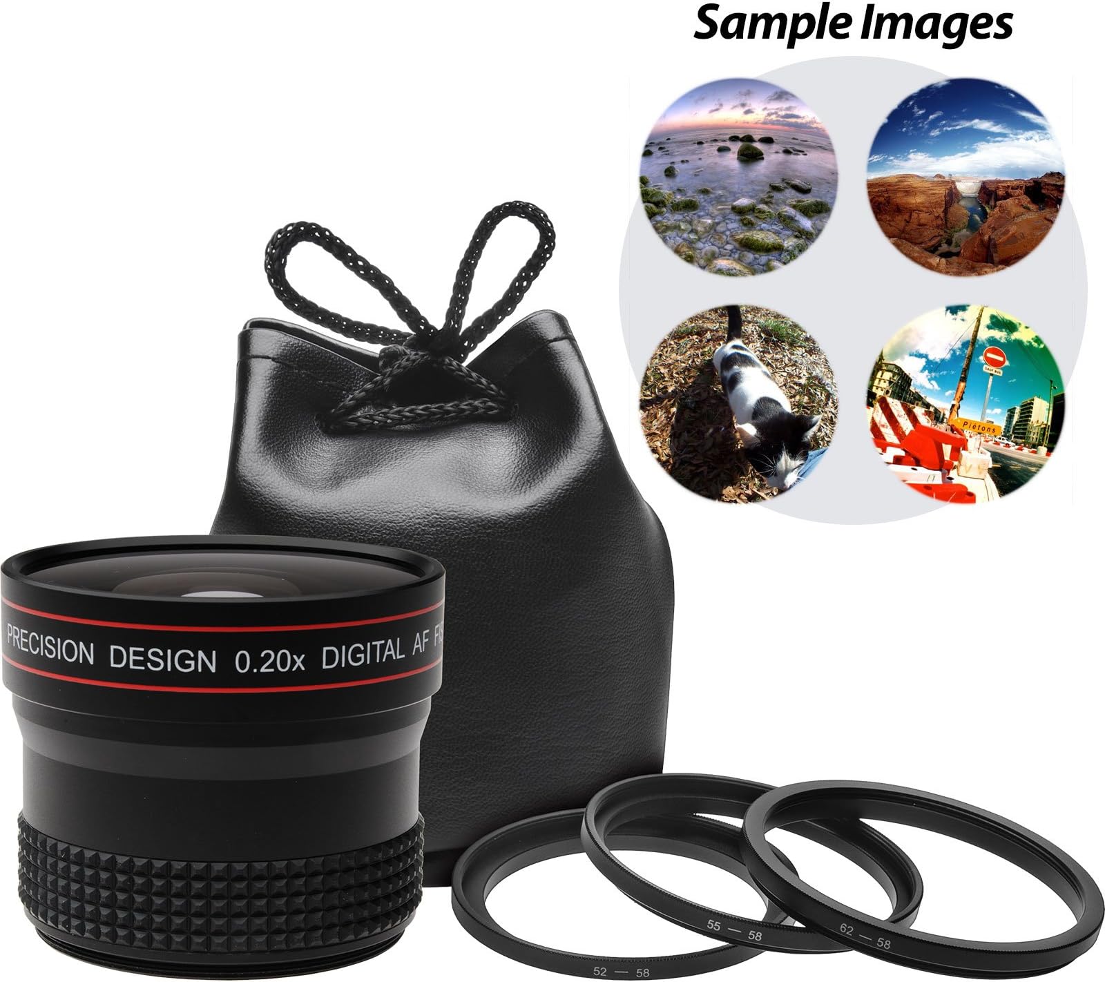 Precision Design 0.20x HD High Definition Fisheye Lens for Nikon D3100, D3200, D5100, D5200, D7000, D600, D700, D800, D4 Digital SLR Cameras