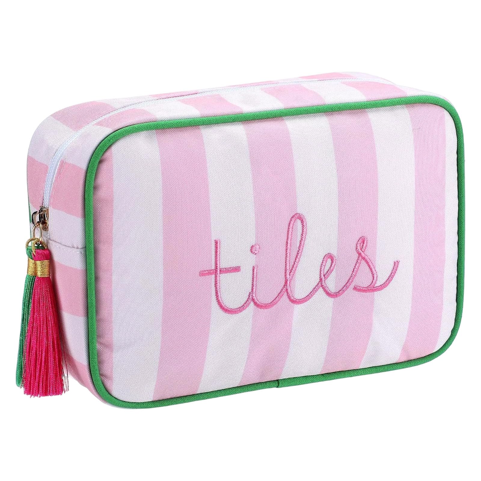 Zeiwohndc A Striped Toiletry Bag With Tassels For Travel Nd Home Storage Use Large Capacity Cosmetic Bag