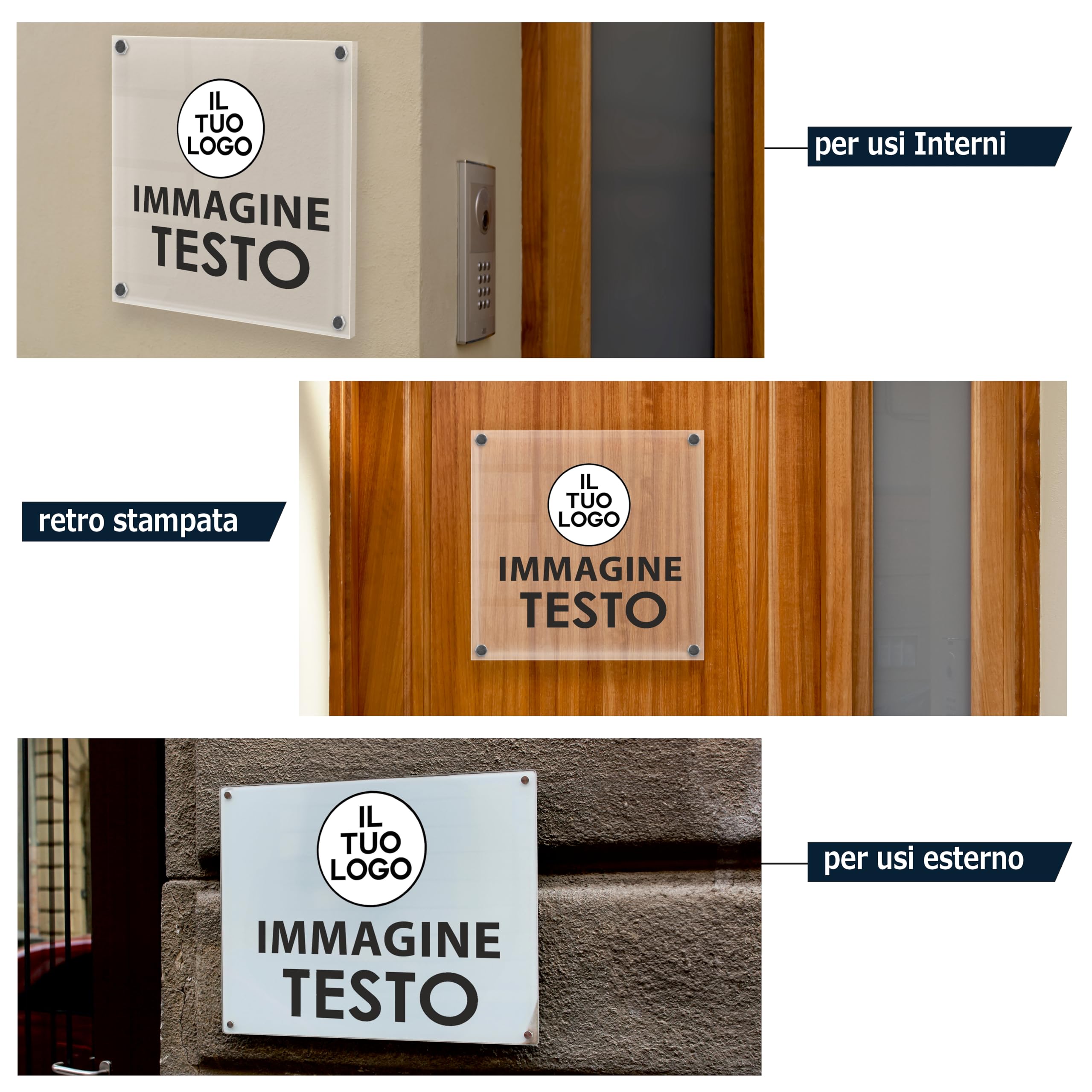 Mr Pubblicità - Targa Personalizzata Plexiglass Personalizzata, Stampata con Logo Testo o Immagine, Insegna, Cartello, Targhetta (30x20 cm)