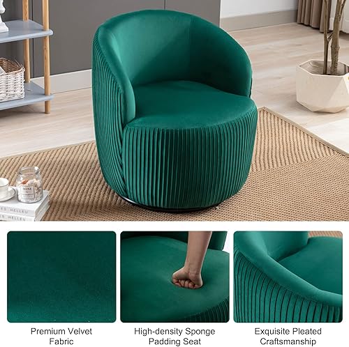 Miniatura 4 de Taiweny Silla giratoria de barril giratorio tapizado de terciopelo sillón giratorio de 360 grados moderno sillón redondo para sala de estar