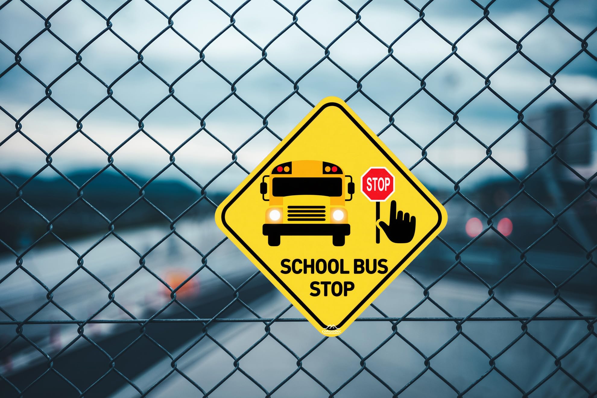 School Bus Stop Sign 12x12 Inch - Diamond-Shaped Road Sign for