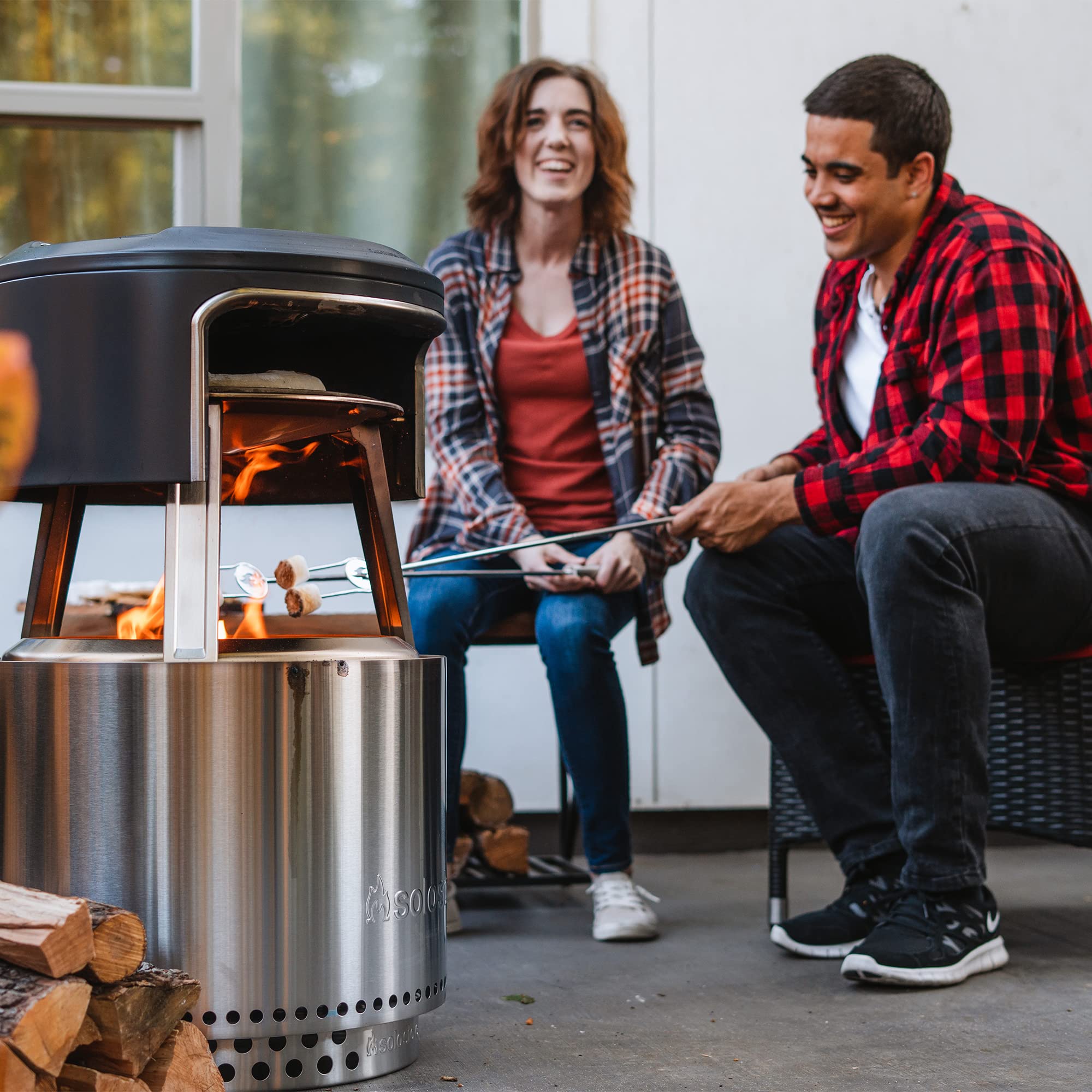 Solo Stove Bonfire Pi Fire Pizzaofen | Outdoor-Pizzaofen Zubehör für Bonfire Feuerstelle, Inkl. Tragetasche, Grillhandschuhe & Pizzastein, Geeignet zur Holzbefeuerung, (H x Dia): 43 x 49 cm, 9 kg