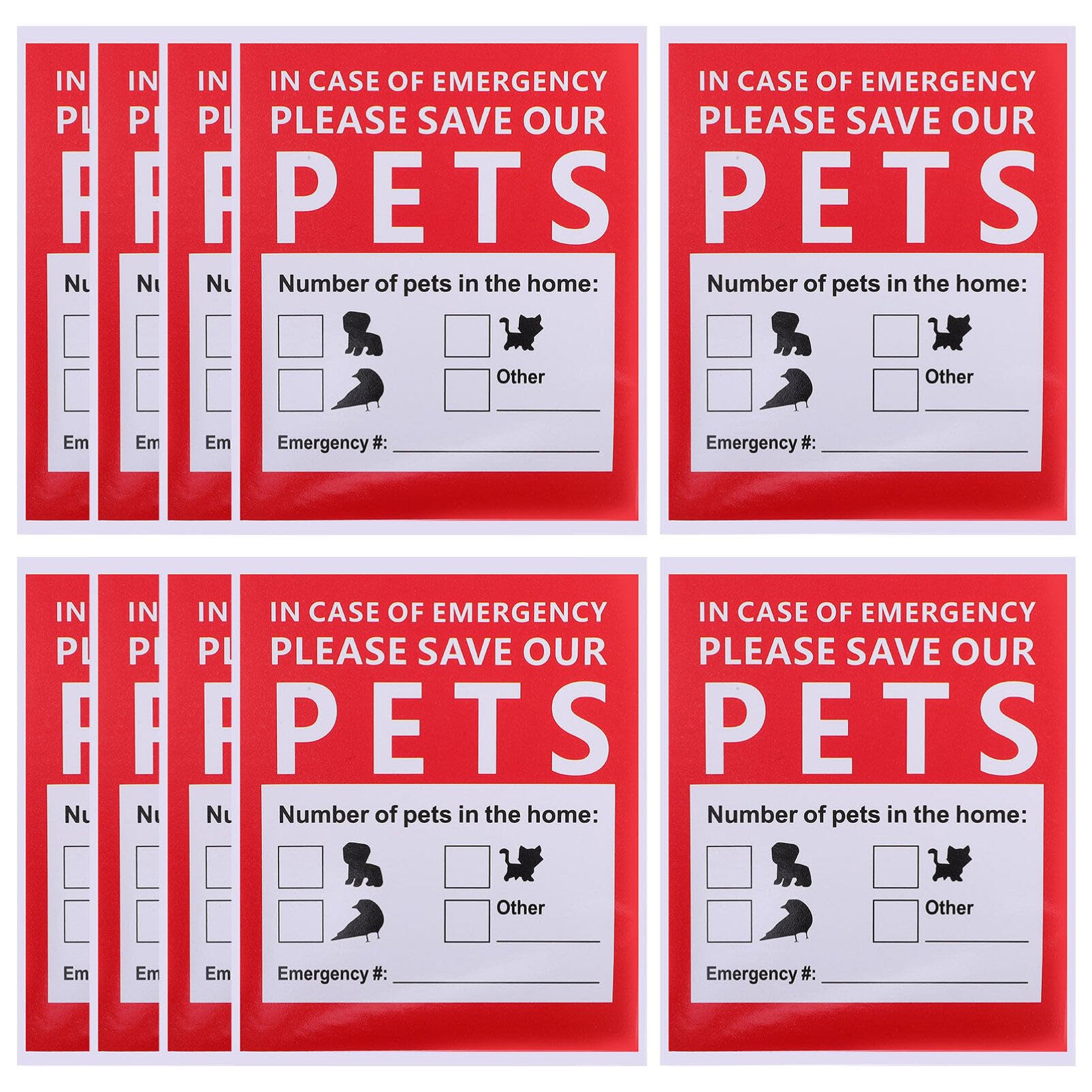 Tofficu 10 Sheets Emergency Alert Pet Finder Stickers Static Cling Window Decals Pets Inside Fire Rescue Stickers Save Our Pets Rescue Decal for Window and Door Application Weatherproof - Image 2