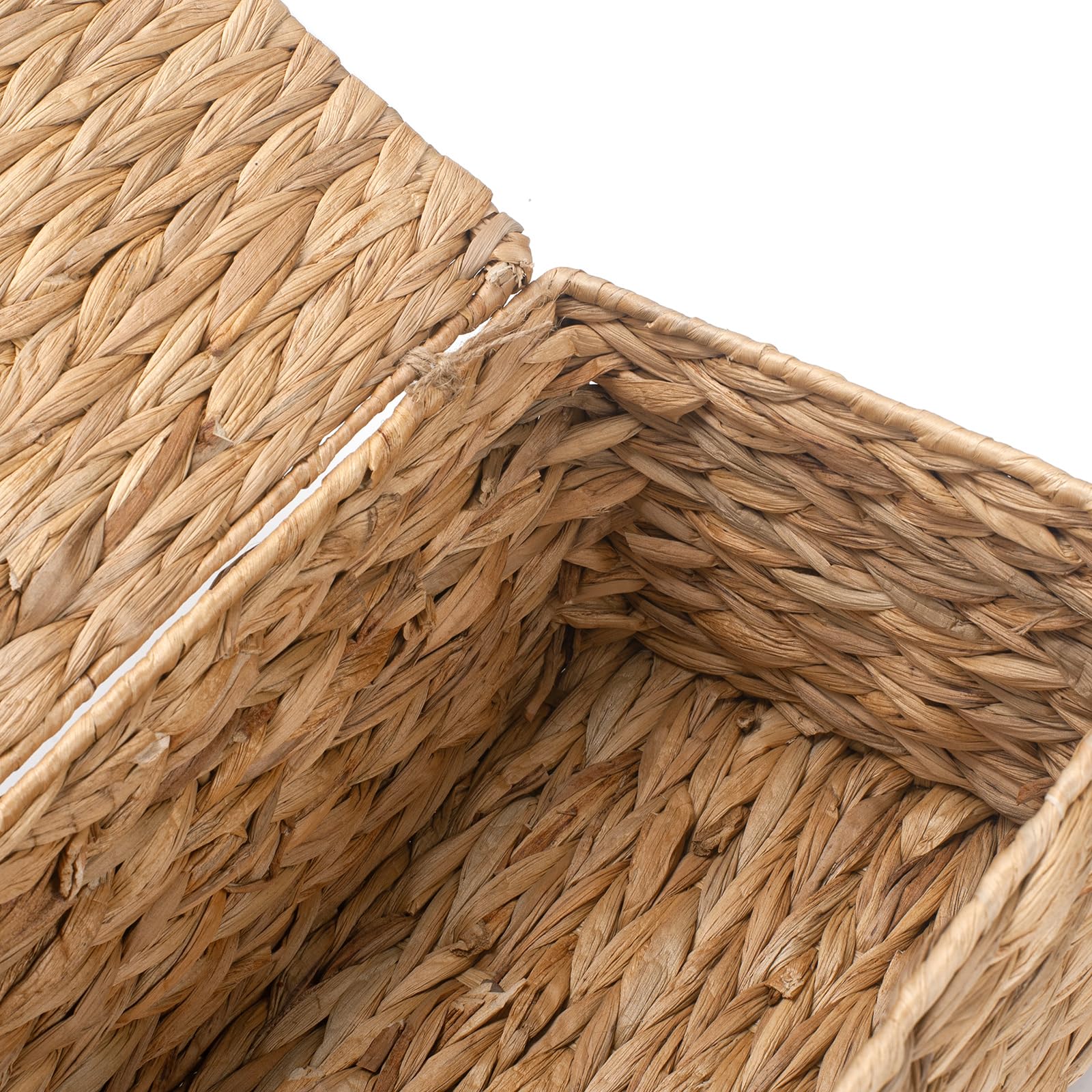 XIMISISE Confezione da 3 cesti portaoggetti in vimini con coperchio, cestini in giacinto d'acqua, cesti intrecciati per Shlef, scatole decorative per organizzare