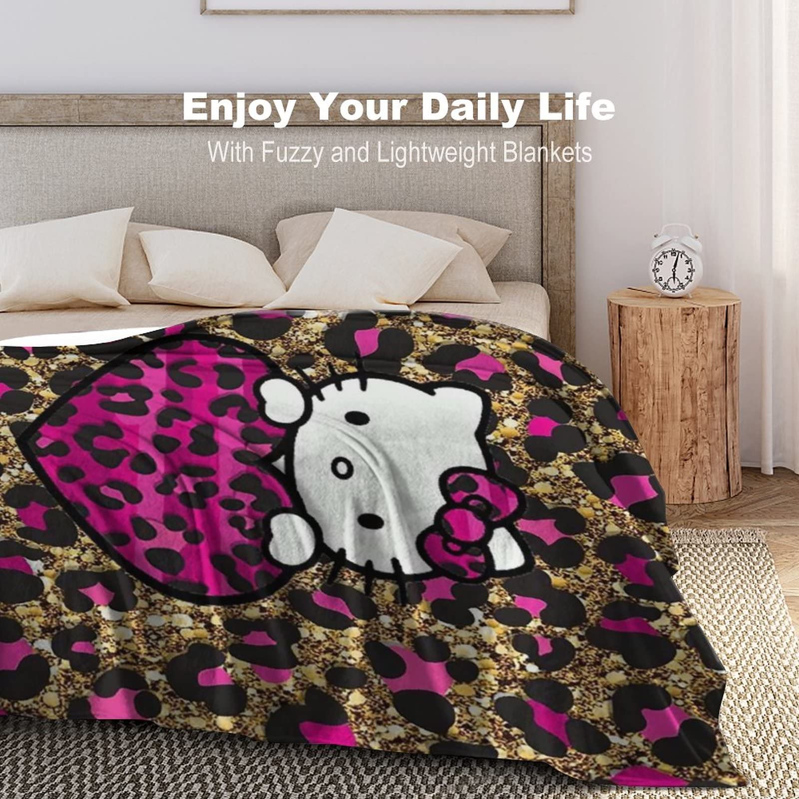 Amazon｜ハローキティ ヒョウ柄 毛布 シングル 冬用 ブランケット 100