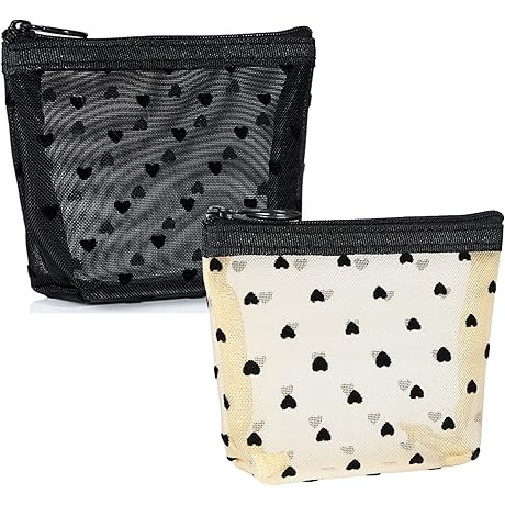 VEDO SHIPIN Zipper Mesh Makeup Bags: Compact Portable Cosmetic Bag for Women