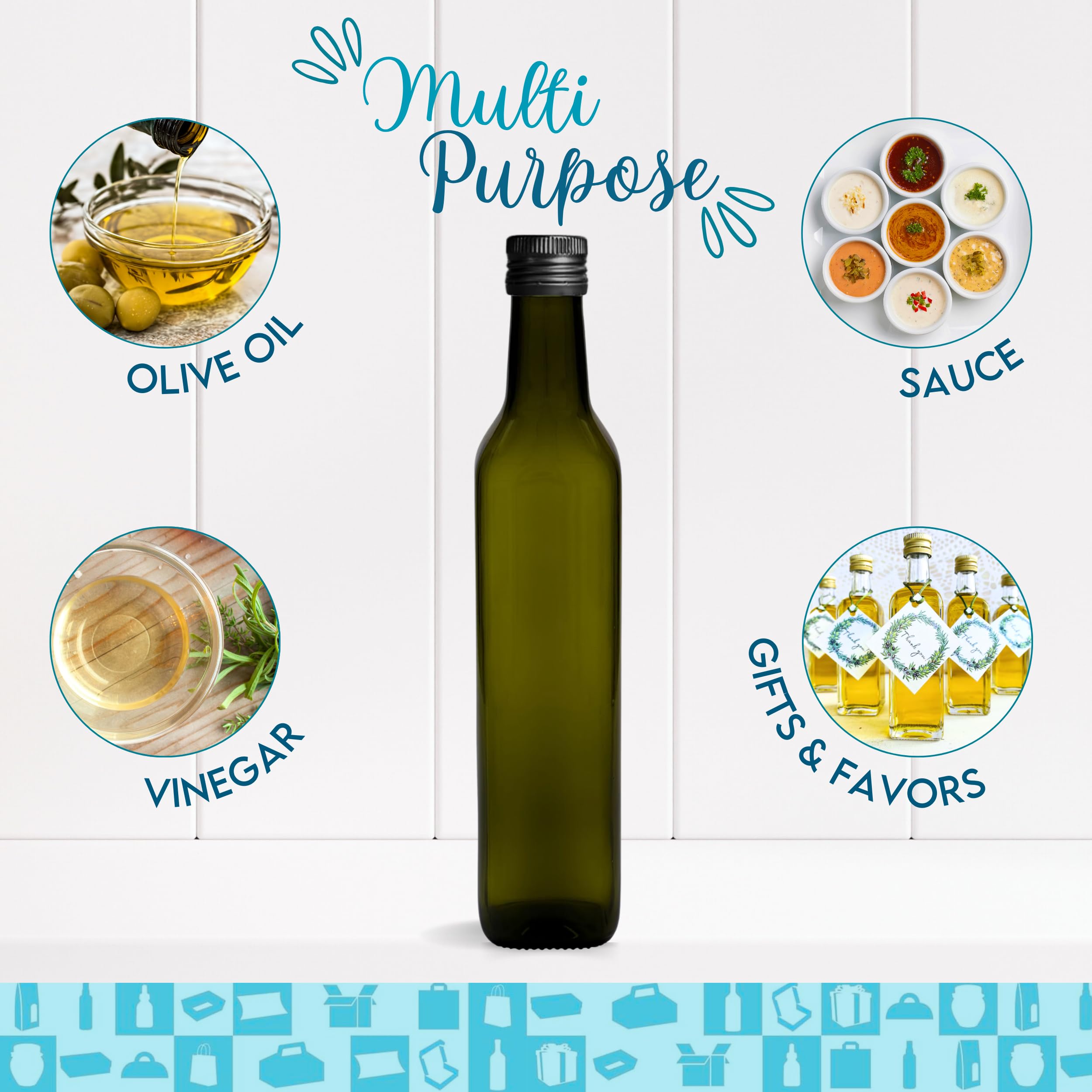 Espirito Rebelde 20 Flaschen aus dunklem Glas, 500 ml, mit schwarzem Schraubverschluss | Olivenöl, Essig, Alkohol | Ölflasche aus Glas, Glasbehälter, Ölflasche