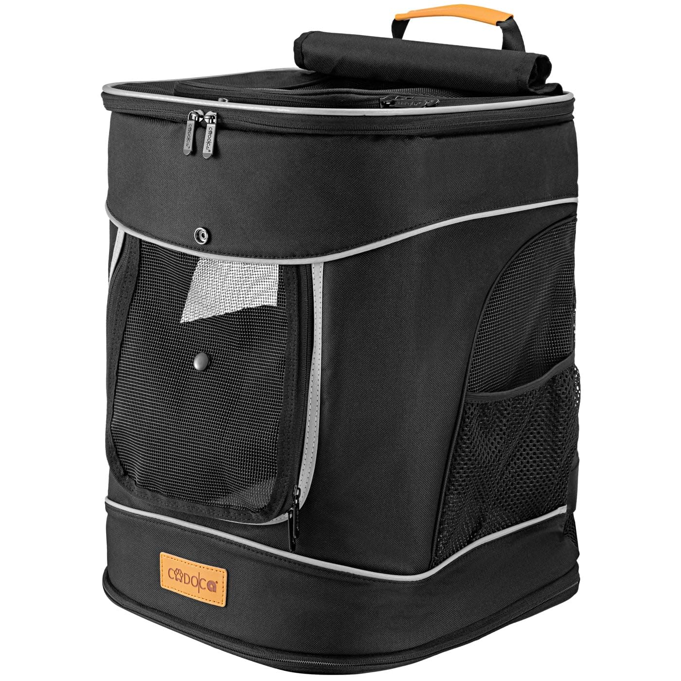 CADOCA® Haustierrucksack bis 20 kg verstellbare Gurte faltbar Kurzleine Haustier Tragetasche Hunderucksack Katzenrucksack Katze Hund Rucksack Schwarz