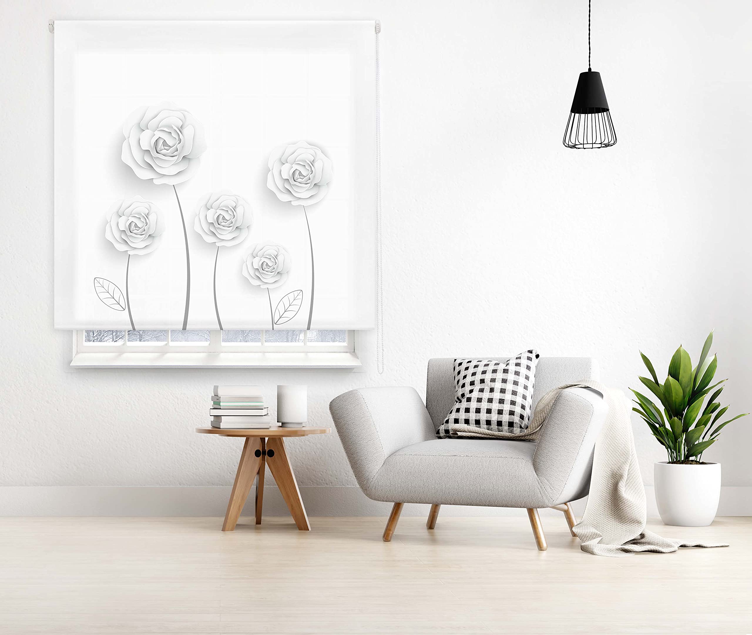 Blindecor Fiori | Tenda avvolgibile traslucida con stampa digitale | modello Garden | 170 x 180 cm (larghezza per altezza), dimensioni del tessuto 167 x 175 cm | tende per finestre