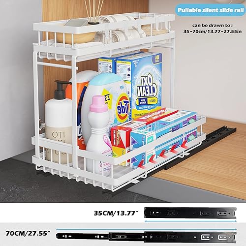 Miniatura 3 de COVAODQ Armario de baño multiusos para debajo del fregadero, organización y almacenamiento apilable de despensa de cocina, organizador de armario