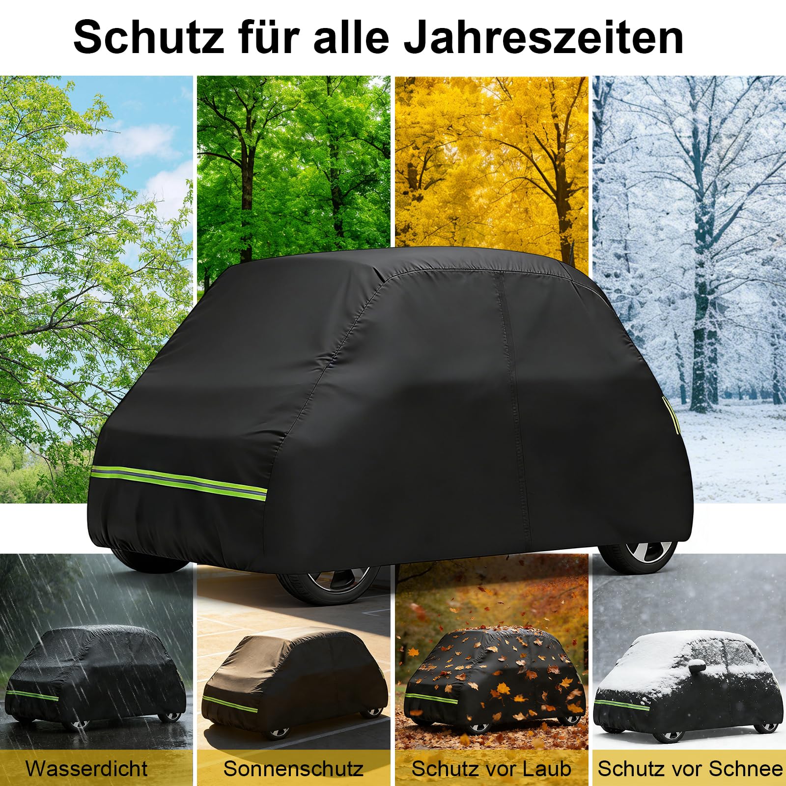 Vollgarage Autoabdeckung Ersatz für Citroen Ami/Opel Rocks-e/Electric/FIAT Topolino 2020-2024, Auto Abdeckplane Autogarage Ganzgarage, Atmungsaktive Vollgarage Wasserdicht Reflexionsstreifen