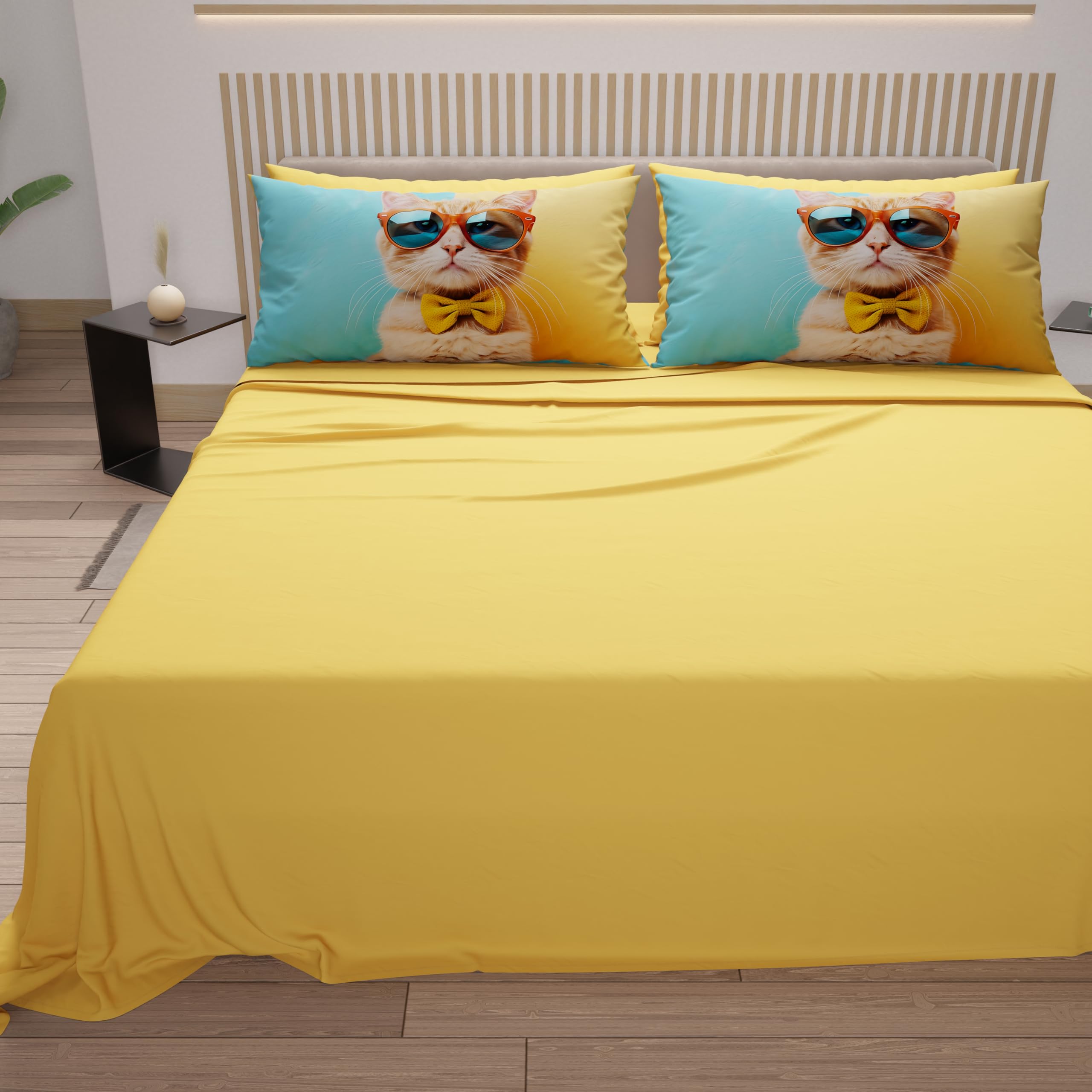 PETTI Artigiani Italiani, Animal Bed Linen with Cats in Cotton with Pillowcases in Digital Print, Single Bed Sheet - Image 4