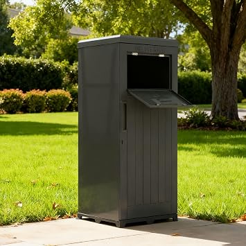 Package Delivery Box for Outside, Large Parcel Drop Box, Lockable Waterproof Resin Anti-Theft Outdoor Package Mailbox with Secure Storage for Porch, Curbside, House & Office Deliveries