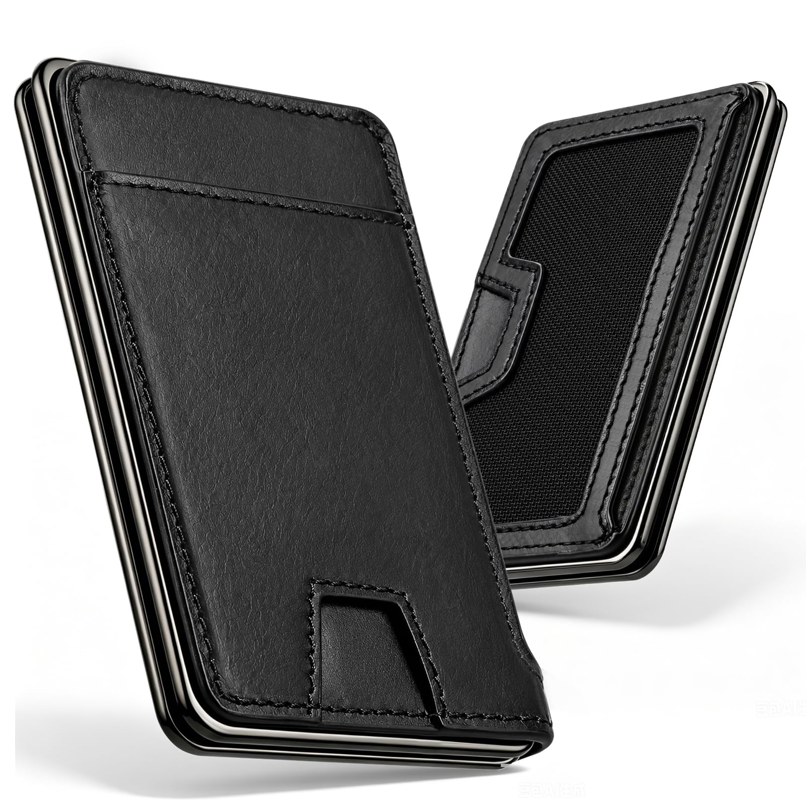 YESIIW Minimalistyczne etui na karty męskie z wzorem Bauhaus – ultra cienki portfel o grubości zaledwie 8 mm – mały portfel męski z ochroną RFID – smukły uchwyt na karty do noszenia na co dzień, do