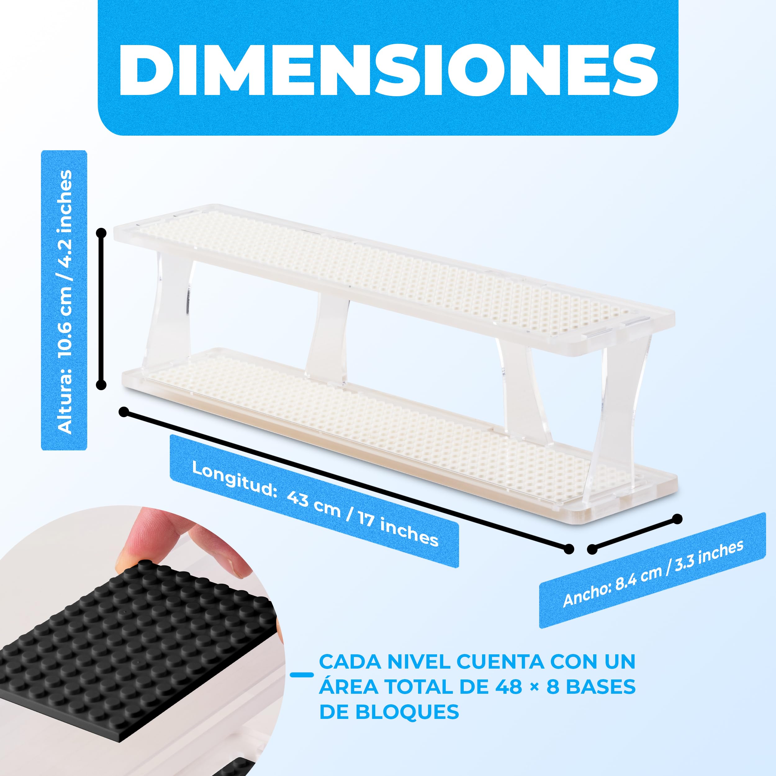 Tapeera Minifiguras estantes de presentación (paneles blancos, mesa y apilables)