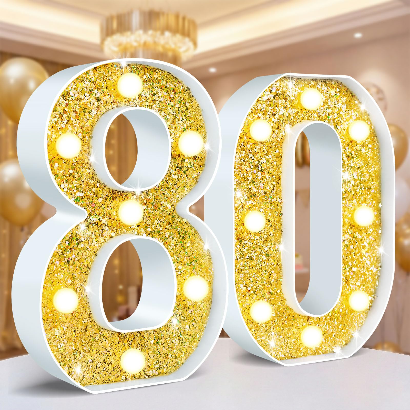 Ledido LED Light Up Marquee Numbers Sign - Cool & Warm Light up Numbers for 40th Birthday Decorations, LED Number Lights for Wedding Anniversary Grad Home Bedroom Table Wall Party Decor, Number 40 — view 83