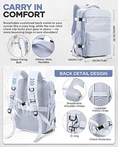 Vista 119 de VECAVE Mochila de viaje para laptop, mochila aprobada para vuelos,Mochila deportiva para universidad casual, E-peacockblue, Mochila para laptop