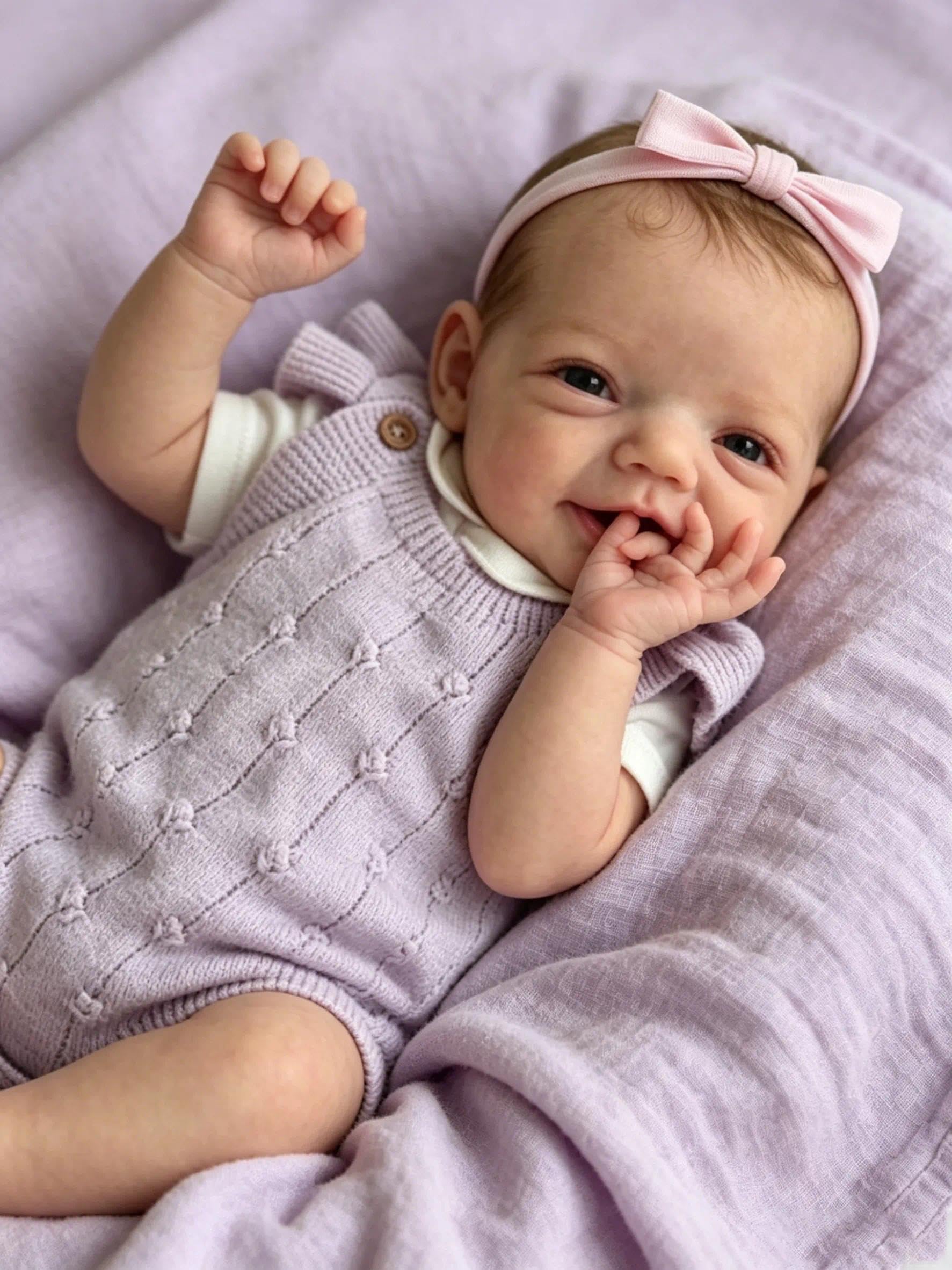 Zero pam Reborn Baby Puppe Augen Offen, 50 cm Reborn Puppen Vollvinyl Lebensechte Echte Baby Puppe Mädchen Lebensechte Puppen Lächelnd Wie Echte Babys Mit Fütterung Zubehör