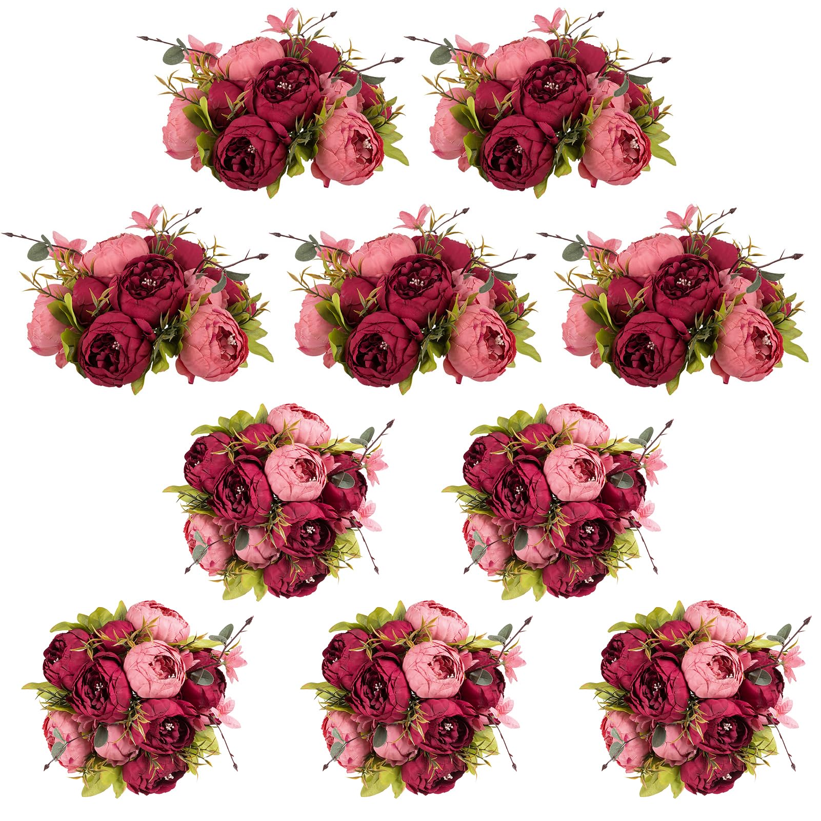 Photo 1 of NUPTIO Artificial Peony Flower Balls (Pink & Dark Red)