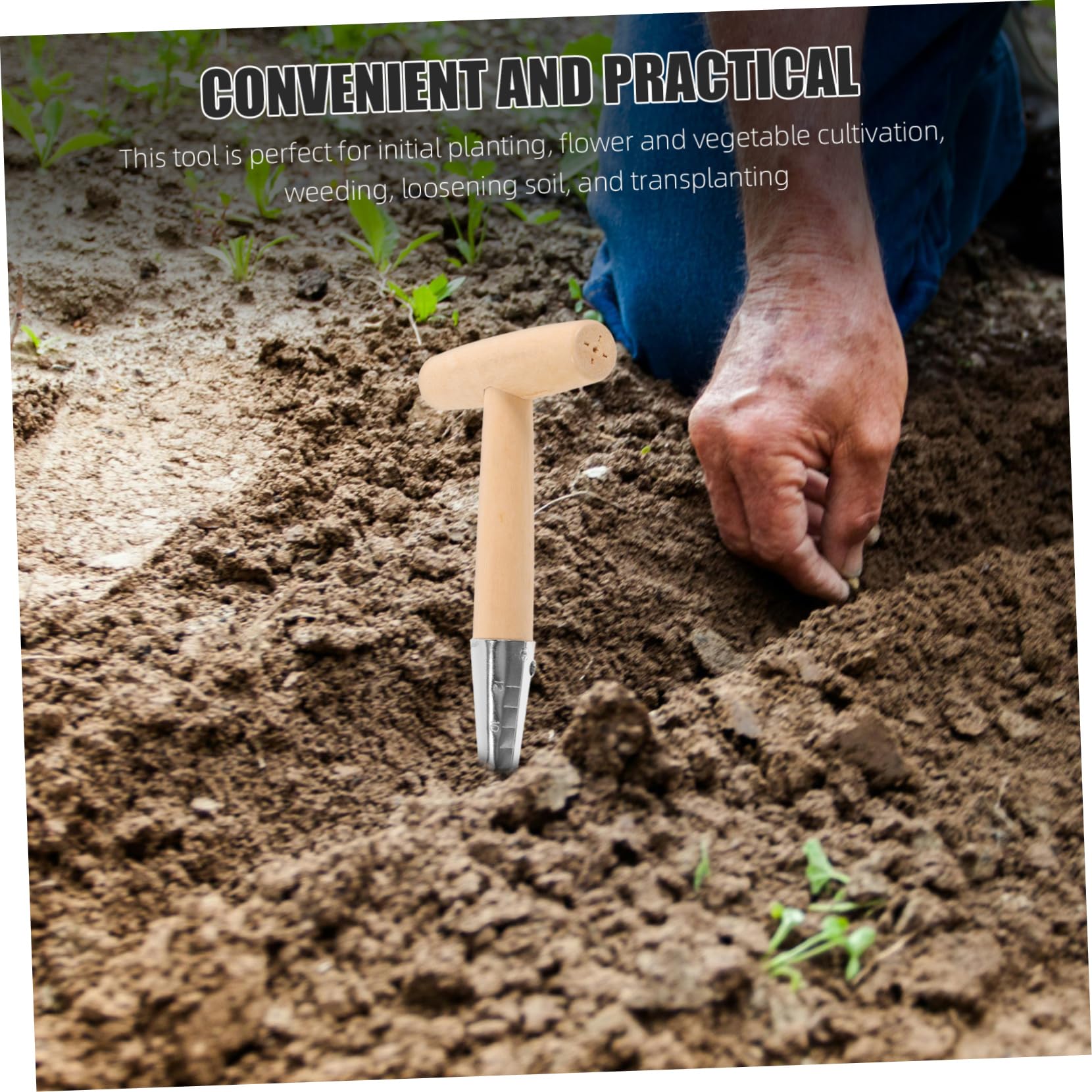 ibasenice 4 Pezzi Attrezzo da Giardinaggio per Trapianto Piante con Ergonomico Strumento per Scavare Bucature per Vasi e Utensile per Fertilizzare Piante