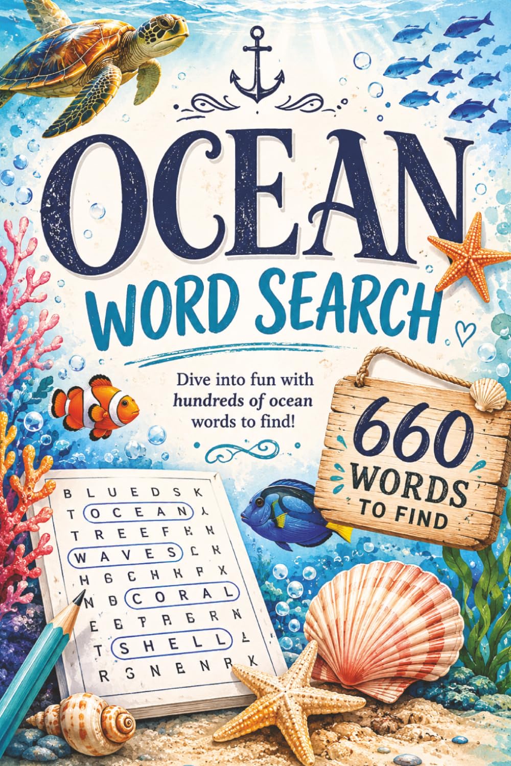Ocean theme word search puzzle book: Ocean word search: Ocean theme Word Search Puzzles for kids, teens and adults 55 Puzzles | 660 Words to find | ... animals, plants, seas, and lakes | 6x9 Inches