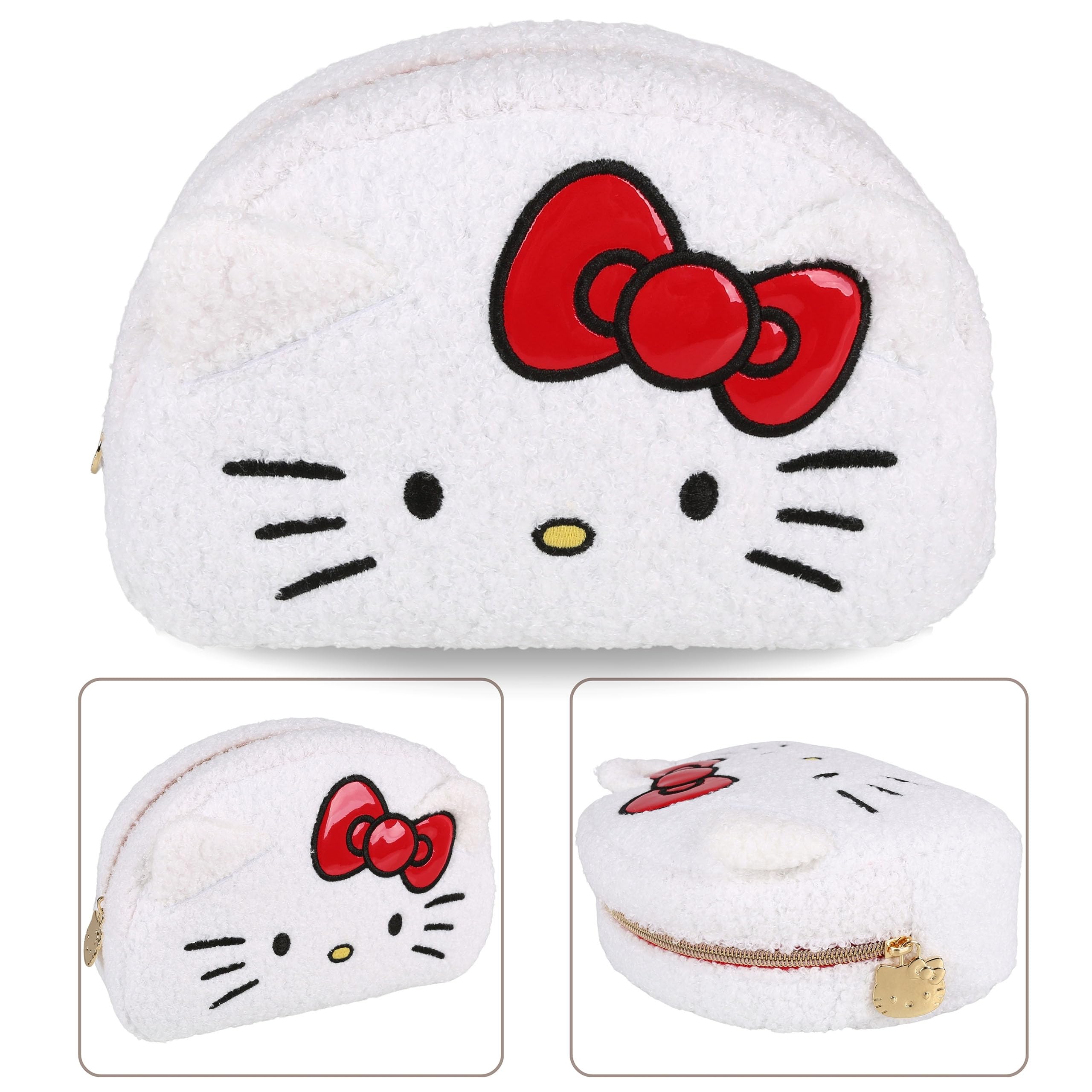 Hello Kitty Travel Cosmetic Bag, Plush, Roomy, White 22x15x7cm - Image 2