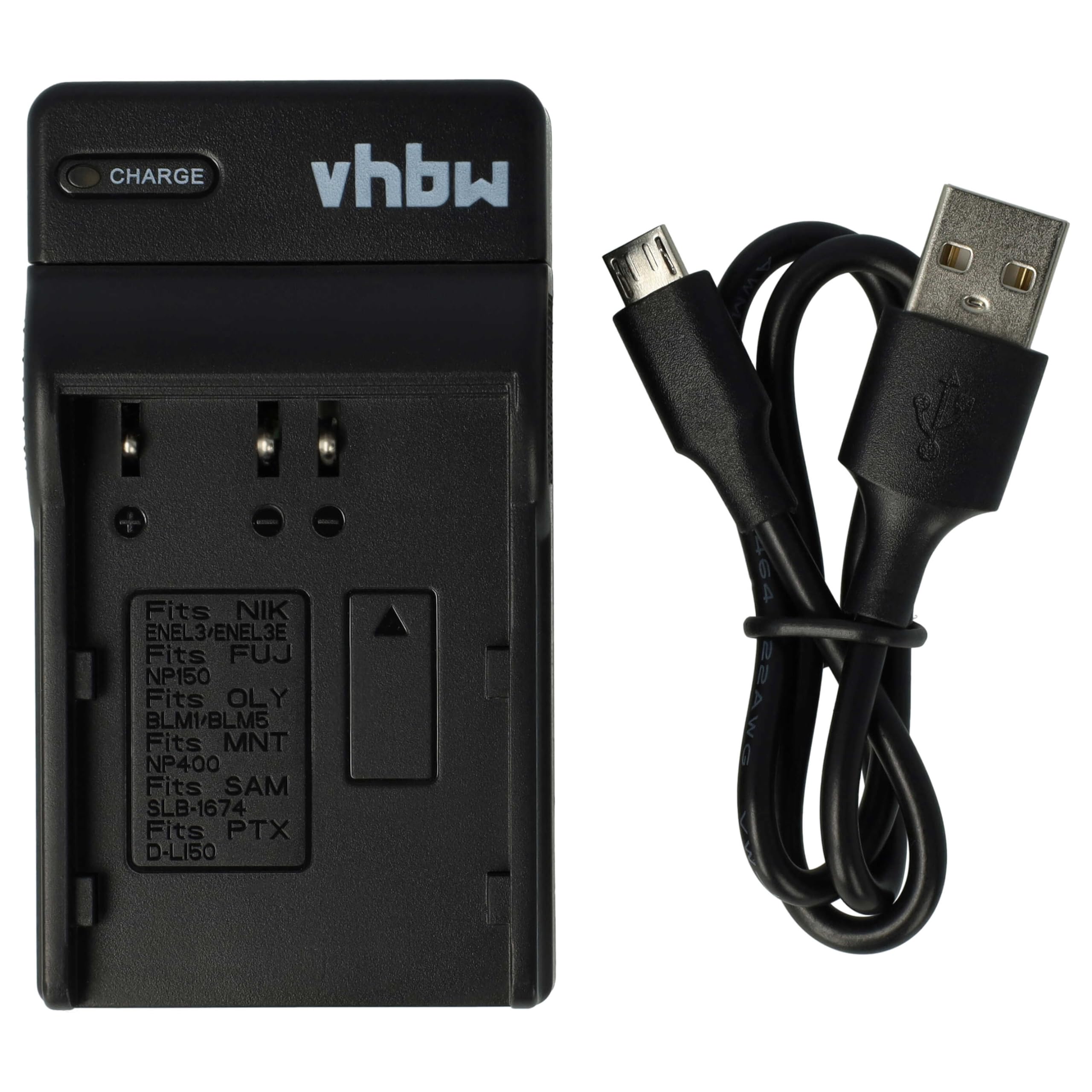 vhbw Ładowarka USB-C kompatybilna z Fuji Fujifilm NP-150 do kamery - ładowarka + kabel USB-C wskaźnik ładowania