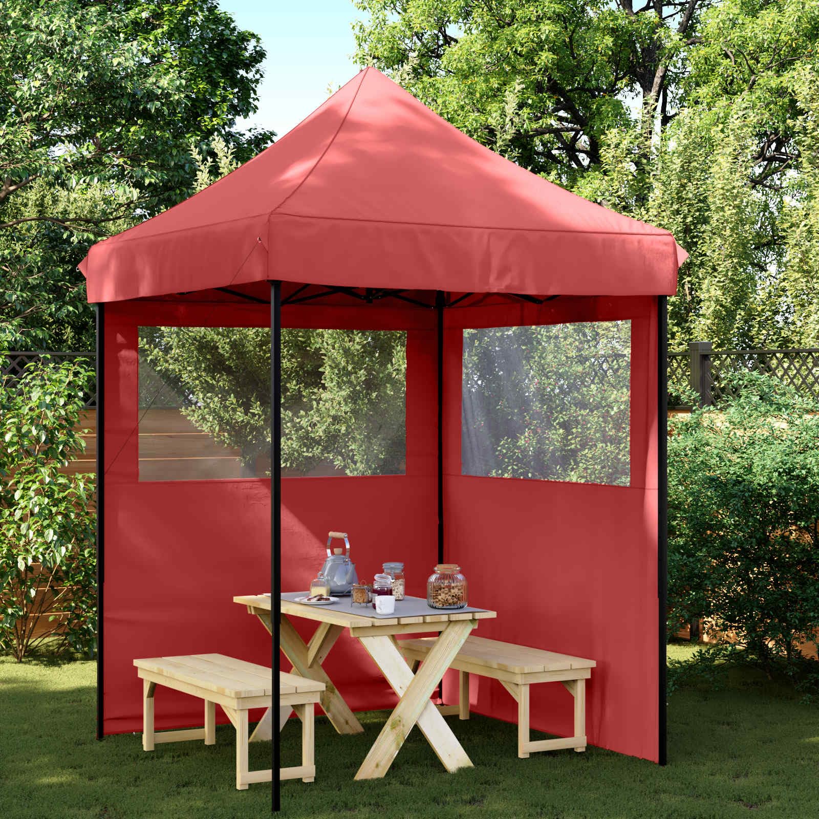 Namiot imprezowy bordowy z tkaniny Oxford, 200 x 200 x 306 cm, składany, ze stalową ramą, odporny na wiatr i deszcz, na imprezę w ogrodzie, kemping, wesele, festiwal, grillowanie, stoisko