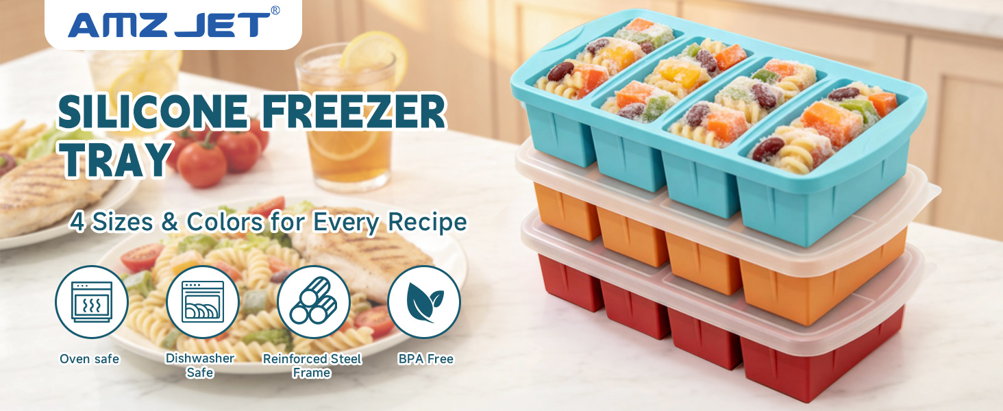 4-pack de moldes de silicona para freezer con tapa y bolsas miniatura 7