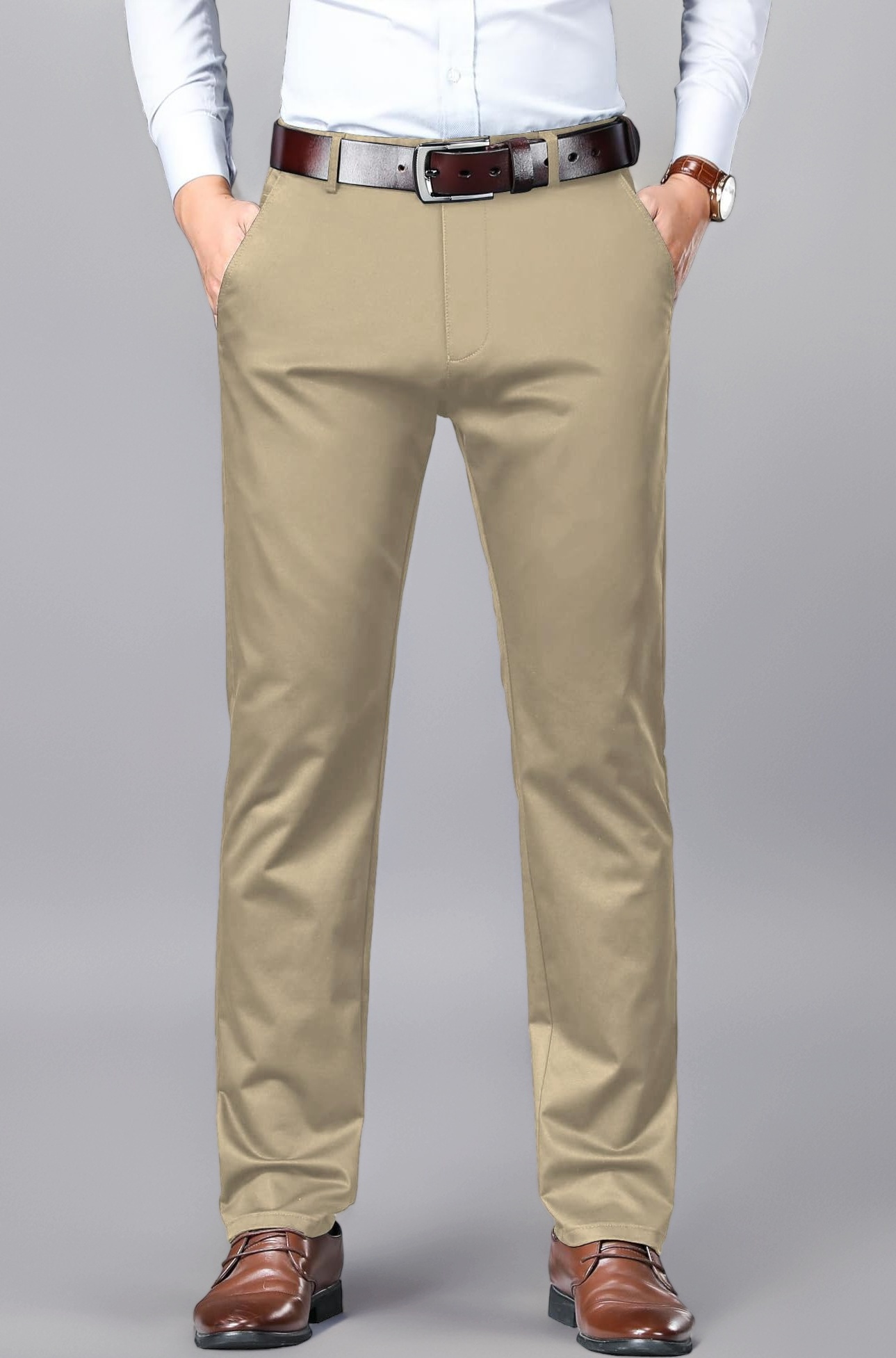 AVANOVA Men's Trousers Light Business Style Slightly Stretch Straight Leg Pants for Outdoor Casual Daily Trouser II Men's Regular Casual Pants Trouser (Trouser 126)