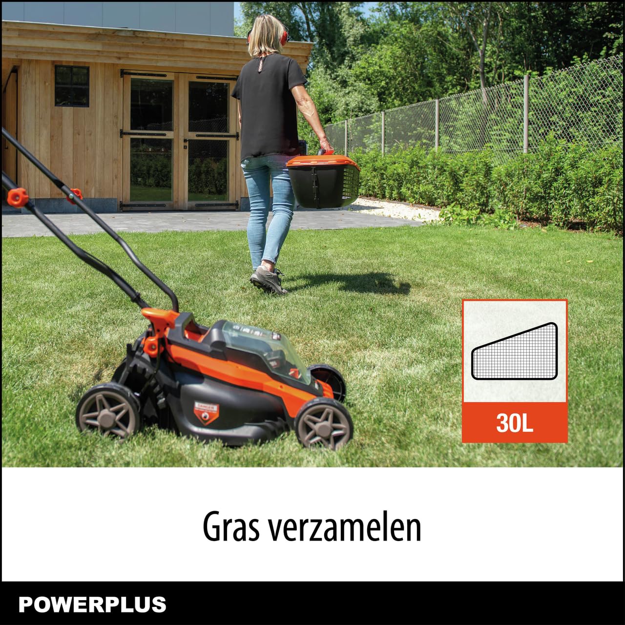 POWER plus Dual Power POWDPG75561-20 V, kosiarka akumulatorowa o średnicy 340 mm, bez baterii i ładowarki, z uchwytem na trawę i tylnym wyrzutem