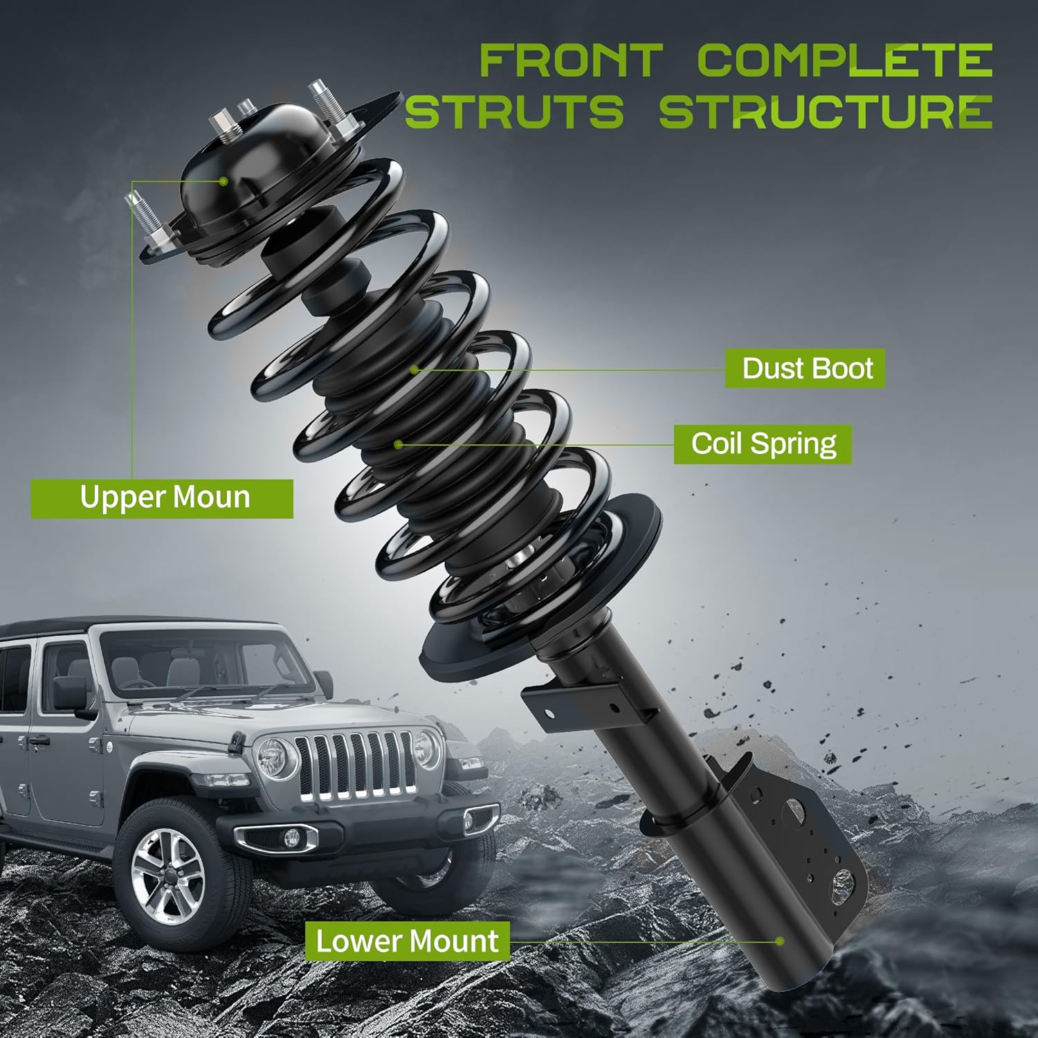 AUTOSAVER88 Front Complete Struts Rear Shocks and Coil Spring Assembly Compatible with 2008-2012 Buick Enclave, 2009-2012 Chevy Traverse, 2007-2012 GMC Acadia, 2007-2010 Saturn Outlook