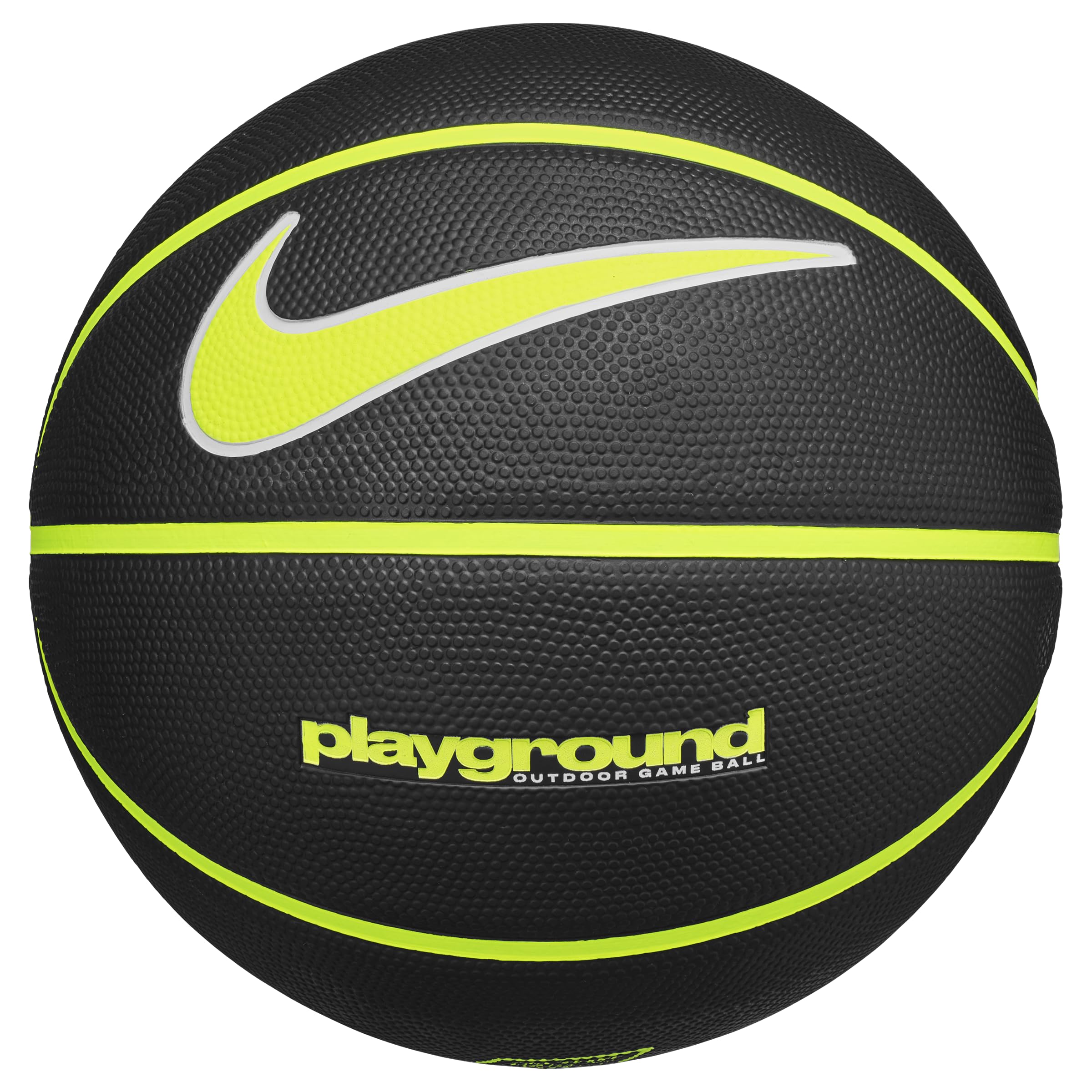 Nike Everyday Playground Basketball 8P – Outdoor Street Basketball Ball – Durable Recreational Basketball – Delivered Deflated, Black/Volt/White/Volt, 5