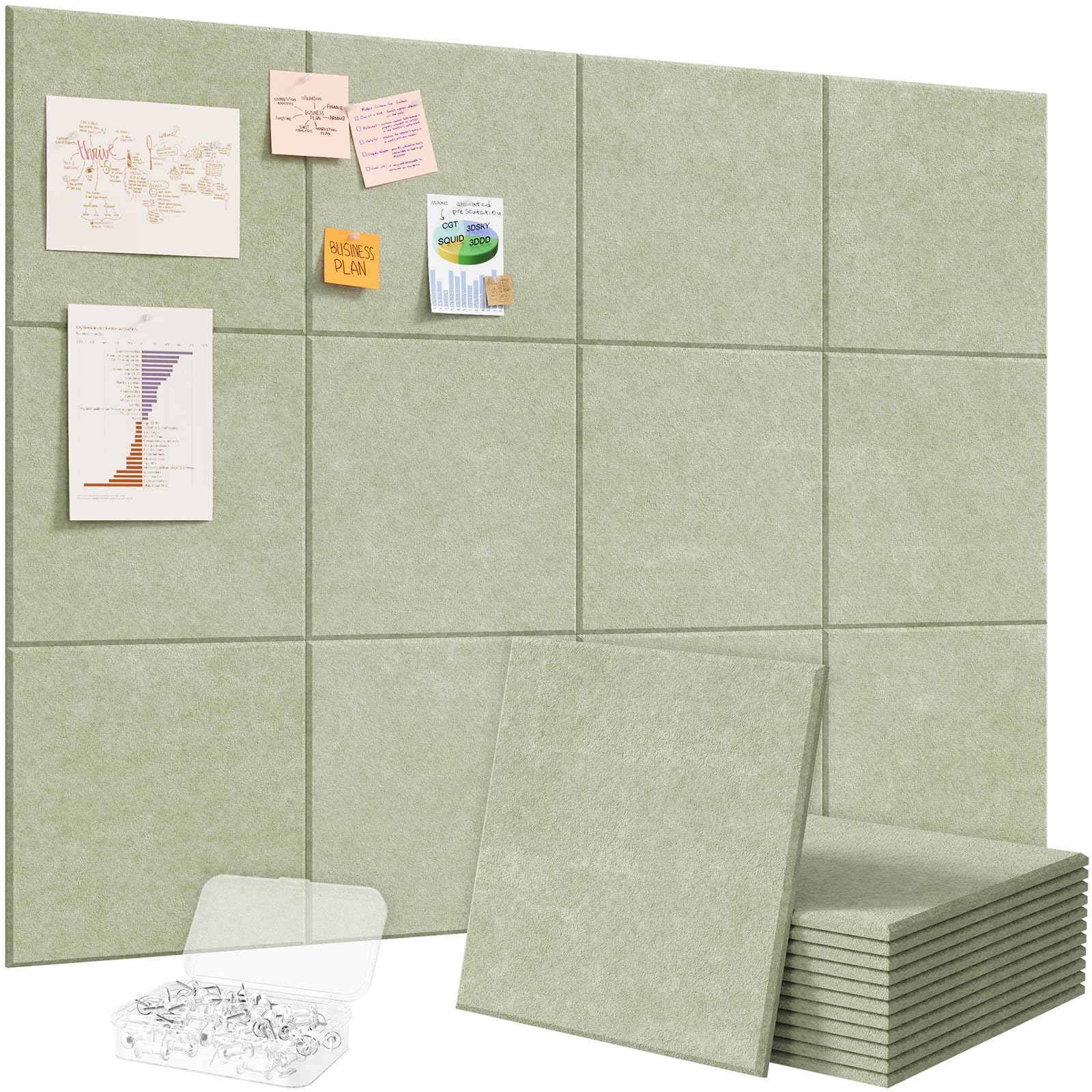 Lifewit Large Felt Adhesive Cork Board, 120 x 90 cm - 12 Packs, Alternative to Cork Wall, Decorative Vision Board, Photo Wall, Memo Board with 50 Pins for