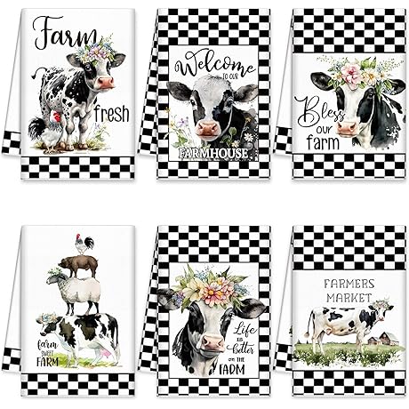 6 Pcs Cow Kitchen Towels Make Your Home Sweet Home