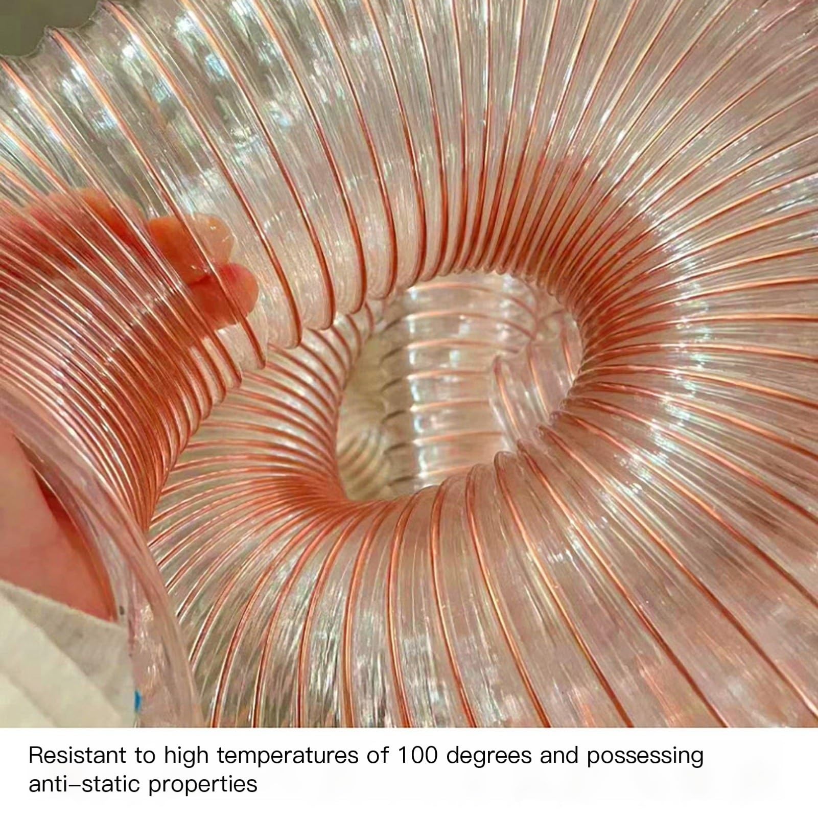Manguera de recogida de polvo resistente, manguera de vacío flexible transparente con hélice de alambre reforzado, diseño anticolapso para sistemas de polvo de carpintería