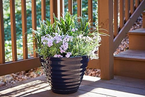 Miniatura 4 de Southern Patio HDR-064770 Beehive - Maceta de interior de 16 pulgadas con platillo adjunto, capacidad de 20.08 cuartos de galón, color azul marino