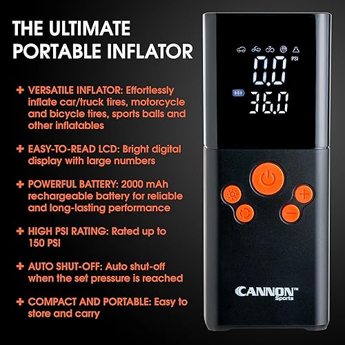 Miniatura 2 de Inflador de neumáticos Compresor de aire portátil - Bomba de aire para neumáticos de automóvil con manómetro de neumáticos (150 PSI) - Inflador de