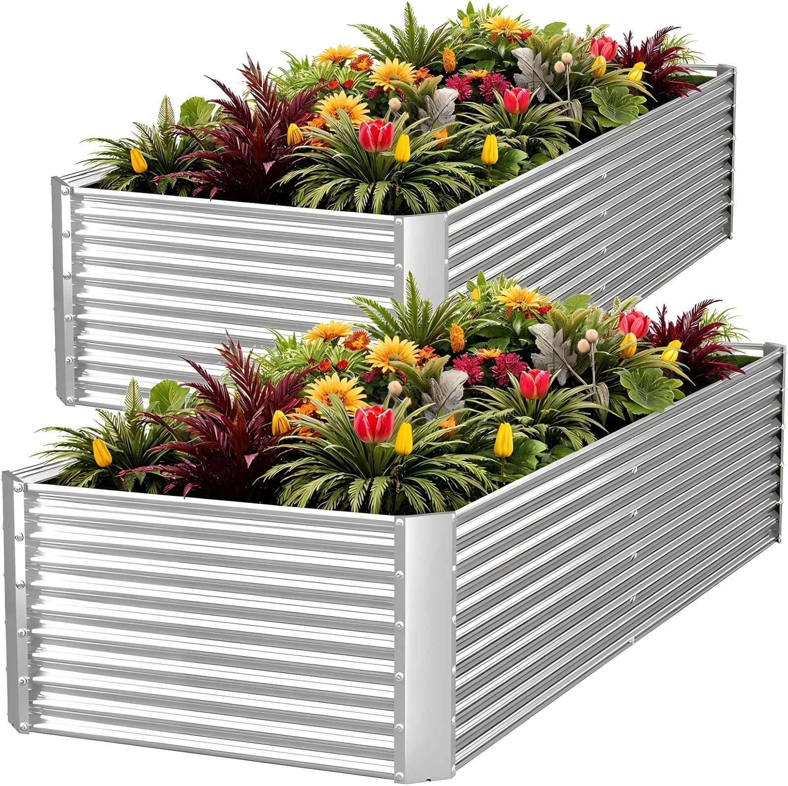 Amazon.com: FRIZIONE 2pcs Tall 8x4ft Galvanized Raised Garden Bed